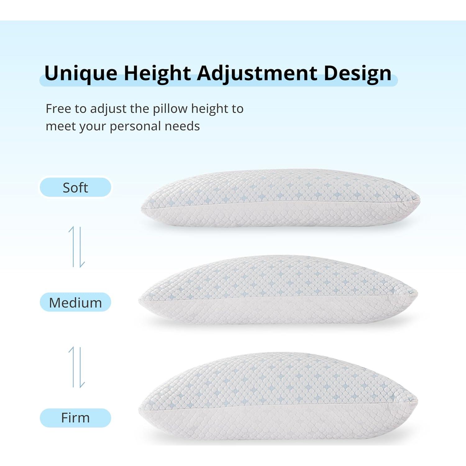 Almohadas de Espuma de Memoria EGOHOME Reina Enfriadoras Ajustables (2 Pzs)