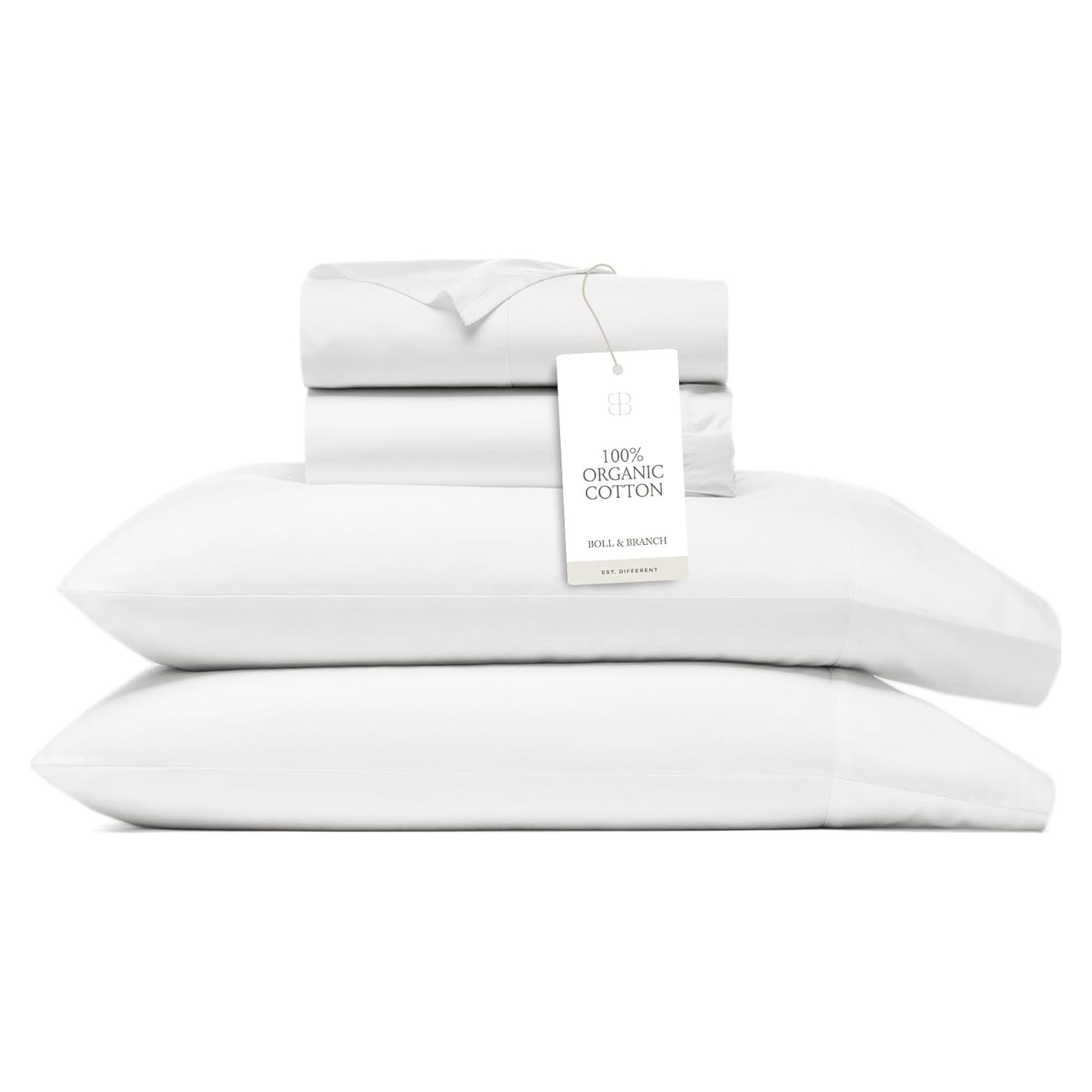 Juego de Sábanas Doble BOLL & BRANCH 100% Algodón Orgánico Blanco