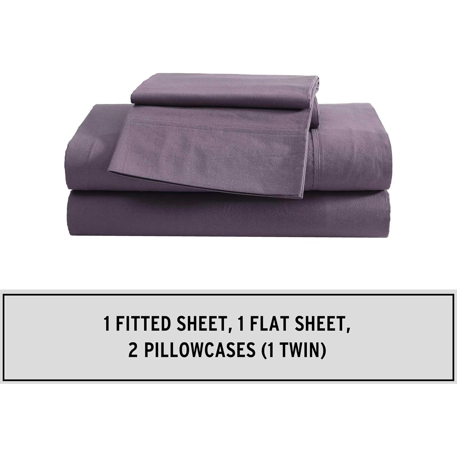 Juego de Sábanas Queen Eddie Bauer 100% Algodón Percal Púrpura