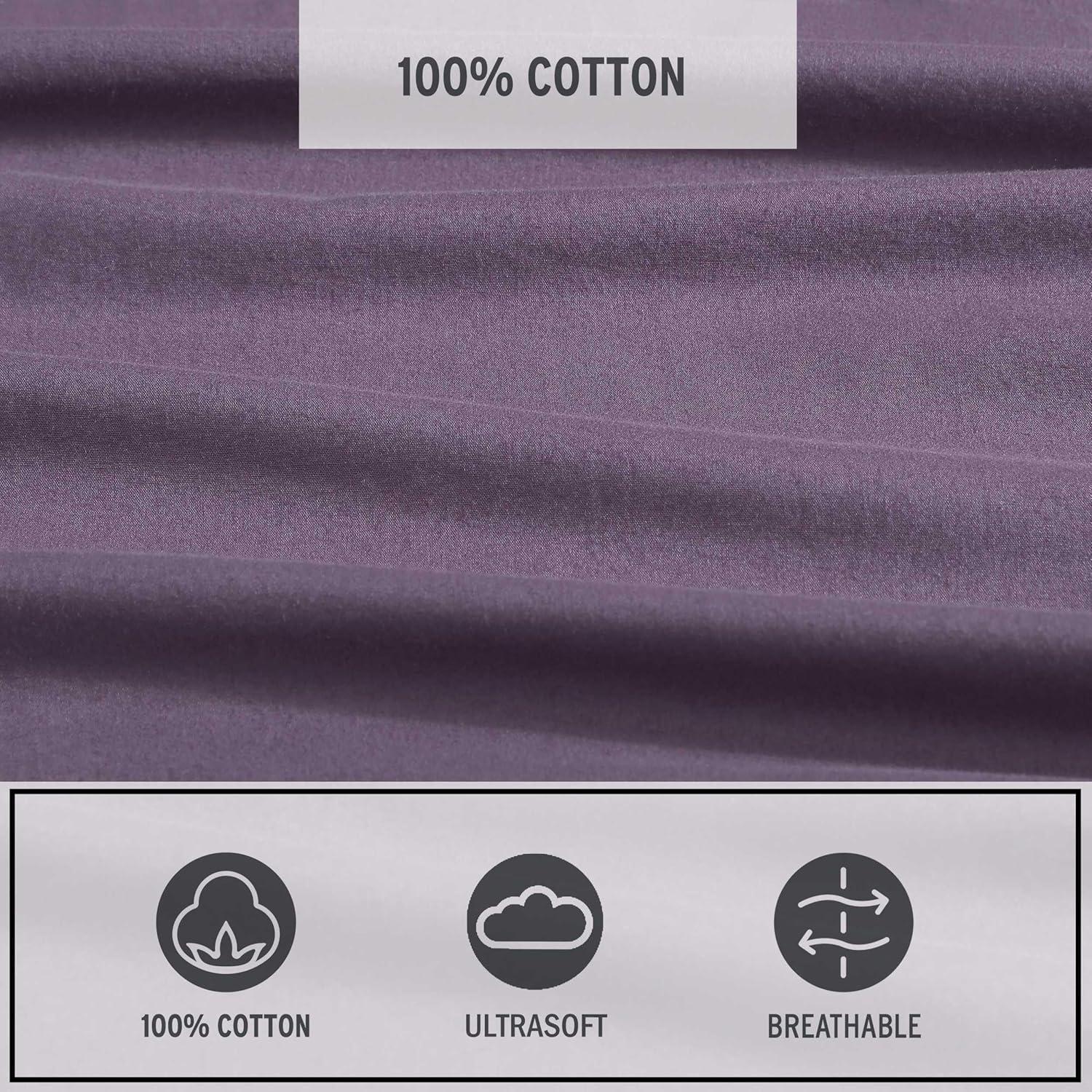 Juego de Sábanas Queen Eddie Bauer 100% Algodón Percal Púrpura