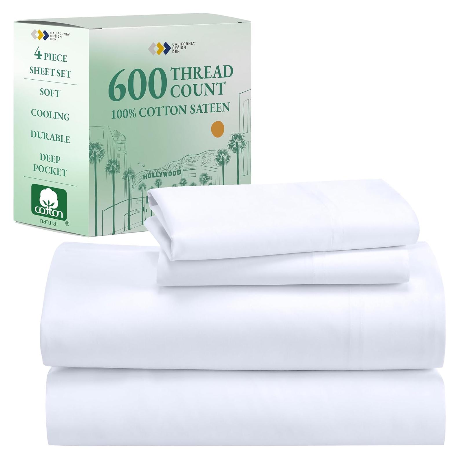 Conjunto de Sábanas King California Design Den 600 Hilos Algodón Saten