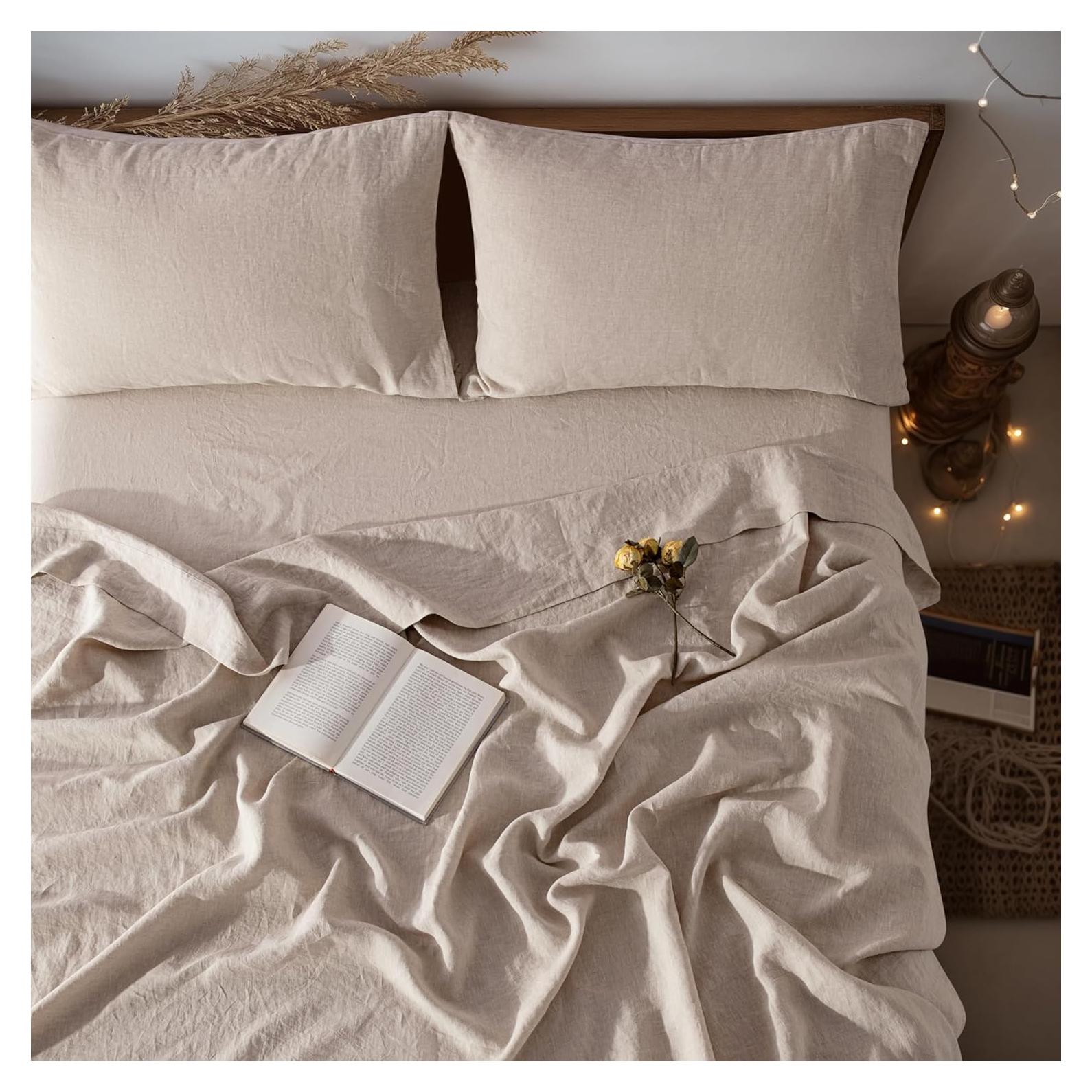 Juego de Sábanas King 100% Lino LBRO2M 4 Piezas Transpirables