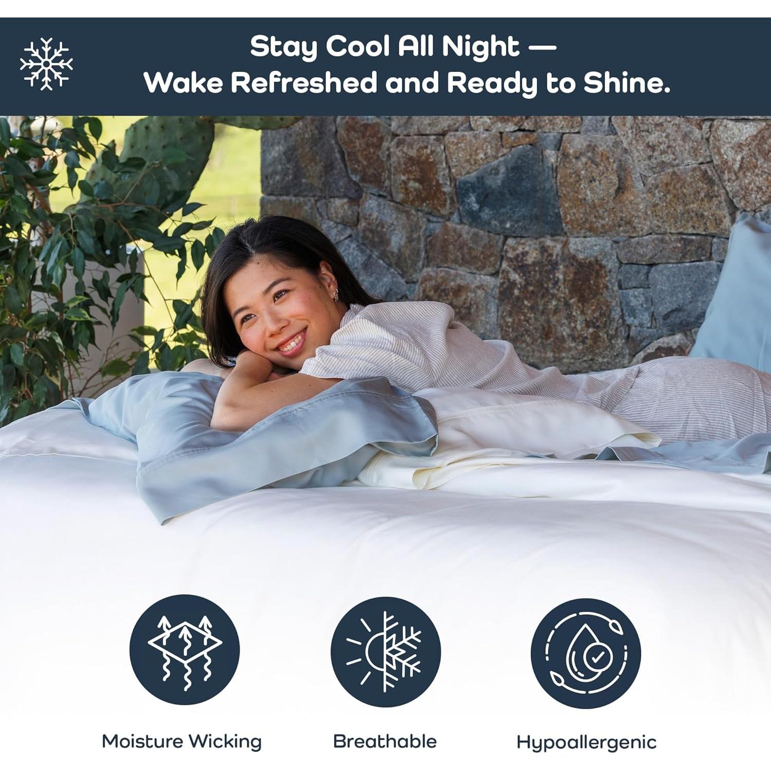 Juego de Sábanas Queen Olive + Crate Eucalipto Tencel Hipoalergénico