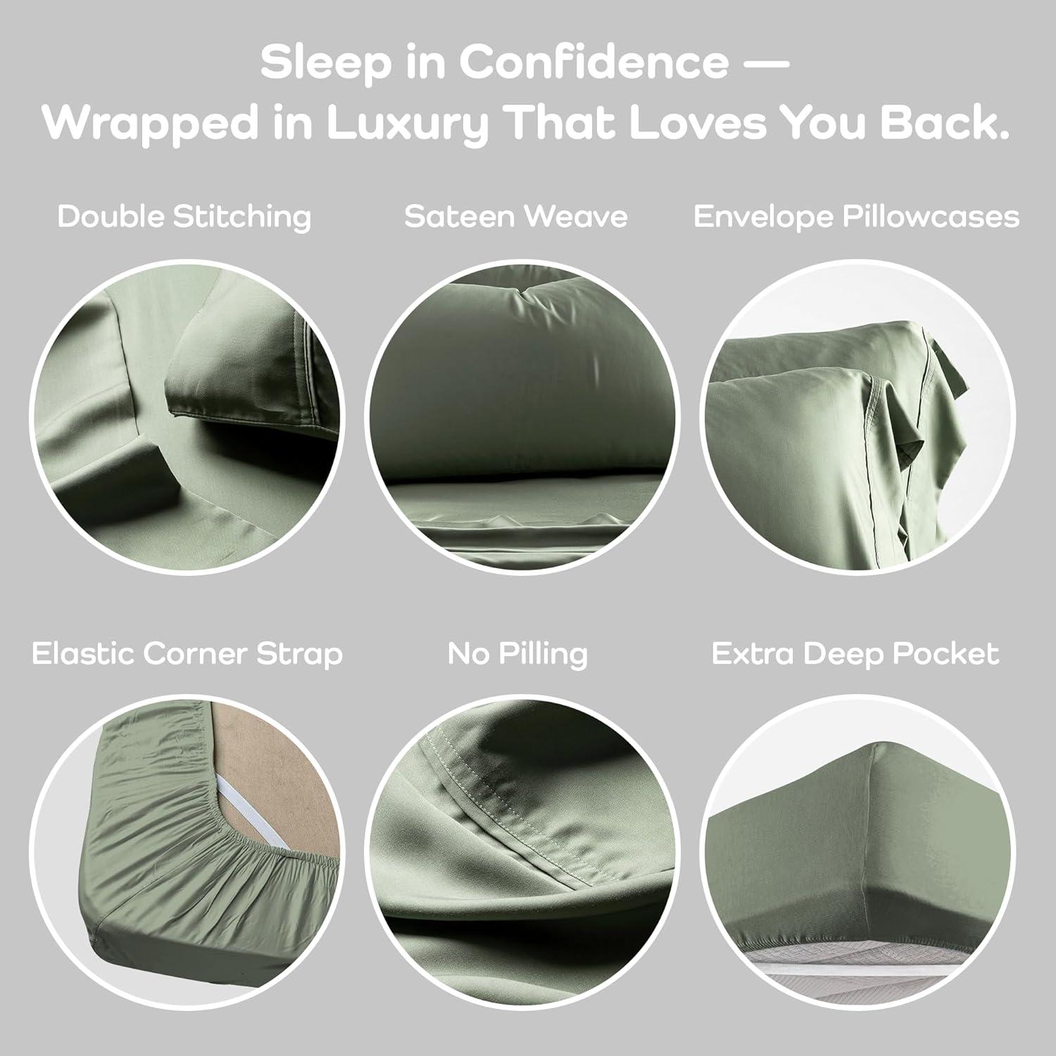 Juego de Sábanas Queen Olive + Crate Eucalipto Tencel Hipoalergénico