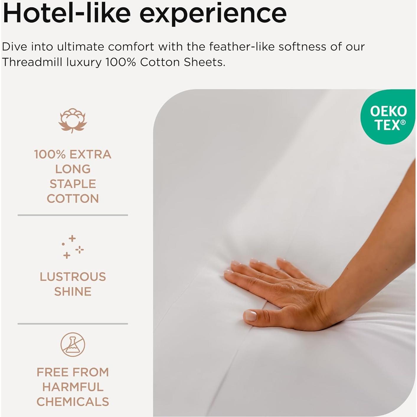 Juego de Sábanas Threadmill Rey 800 Hilos Algodón Satén Blanco