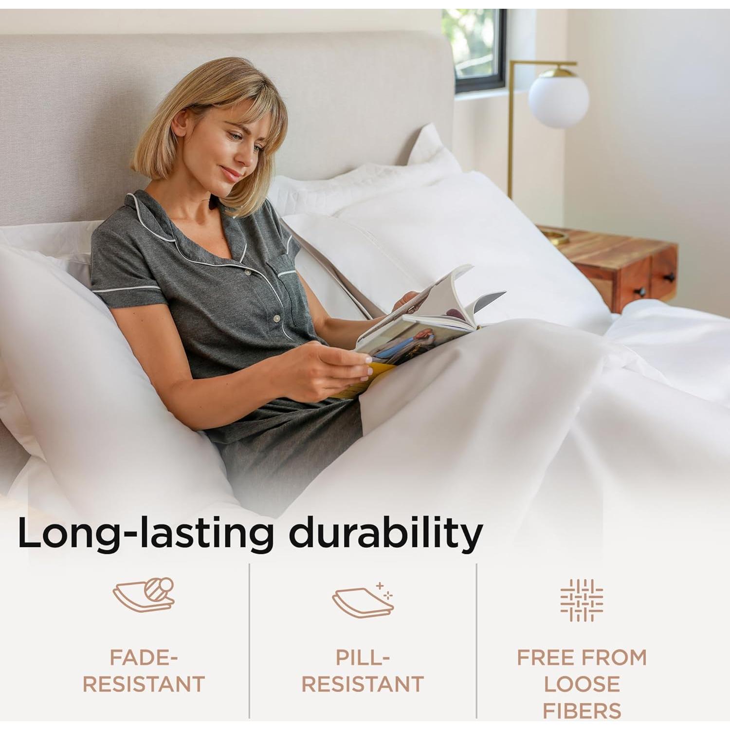 Juego de Sábanas Threadmill Rey 800 Hilos Algodón Satén Blanco