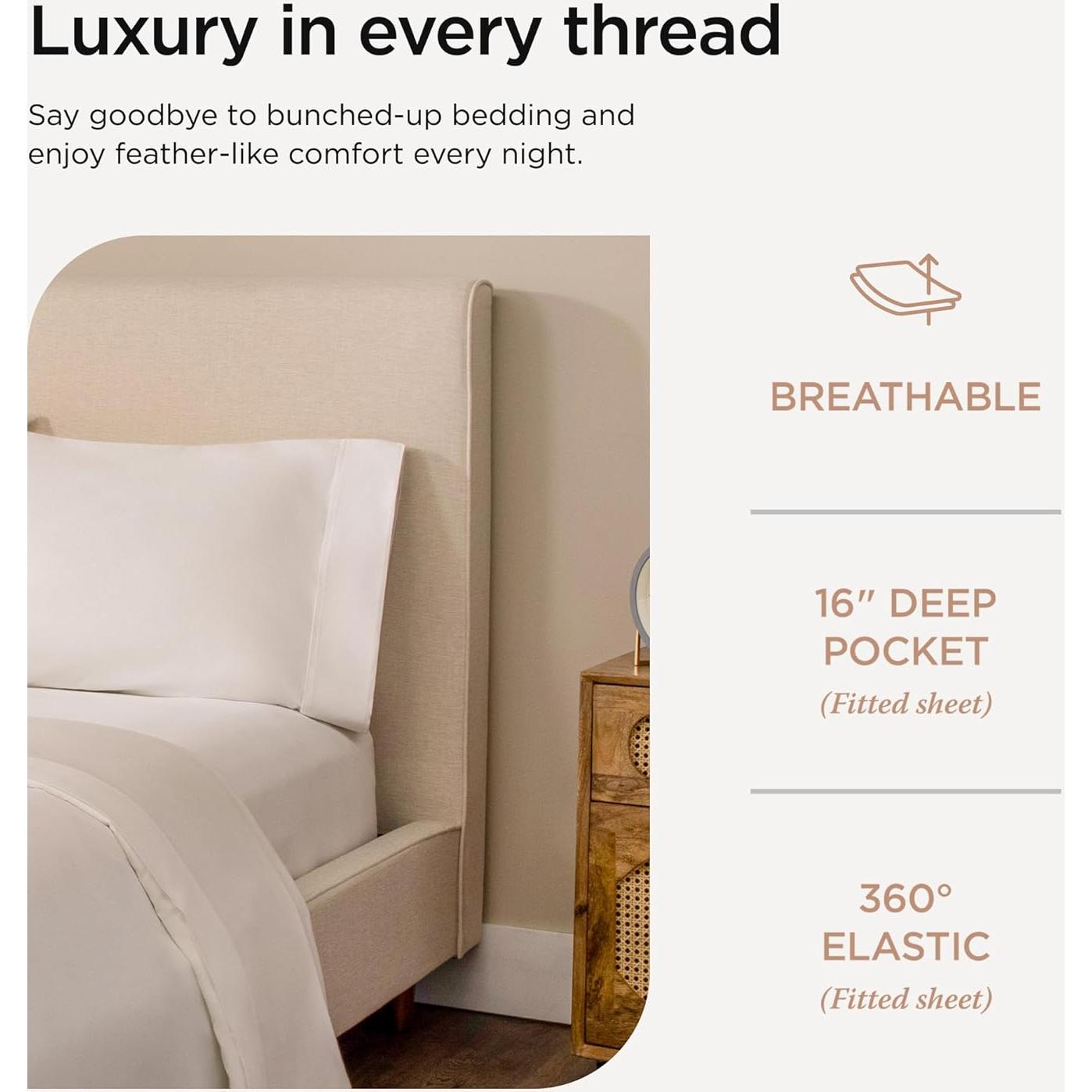 Juego de Sábanas Threadmill Rey 800 Hilos Algodón Satén Blanco