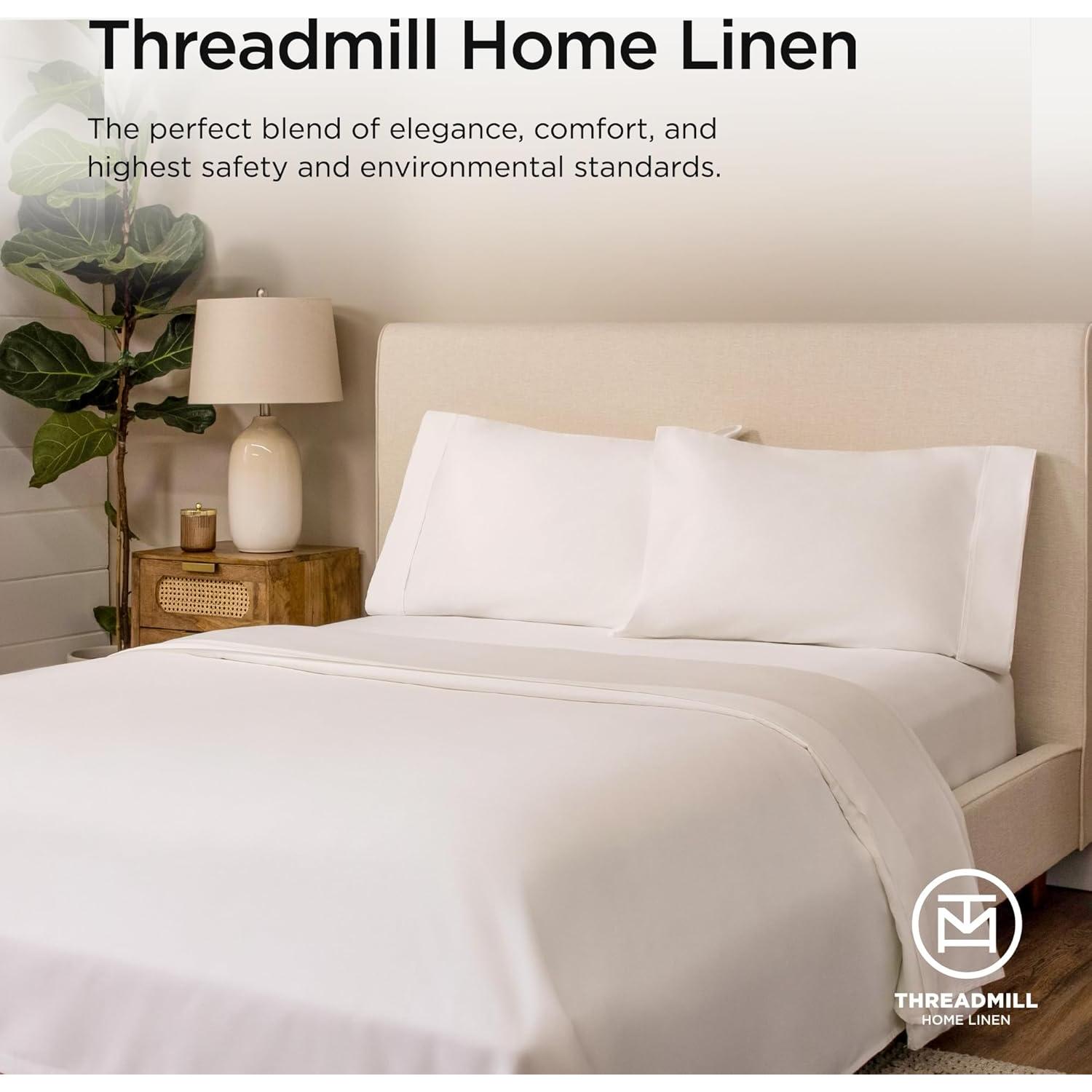 Juego de Sábanas Threadmill Rey 800 Hilos Algodón Satén Blanco