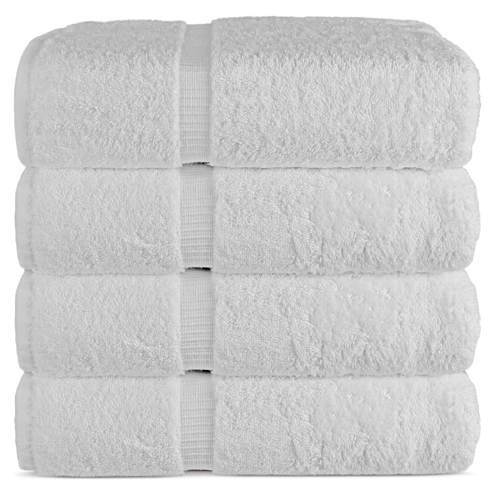 Juego de 4 Toallas de Baño Chakir 100% Algodón Blanco 68x137 cm