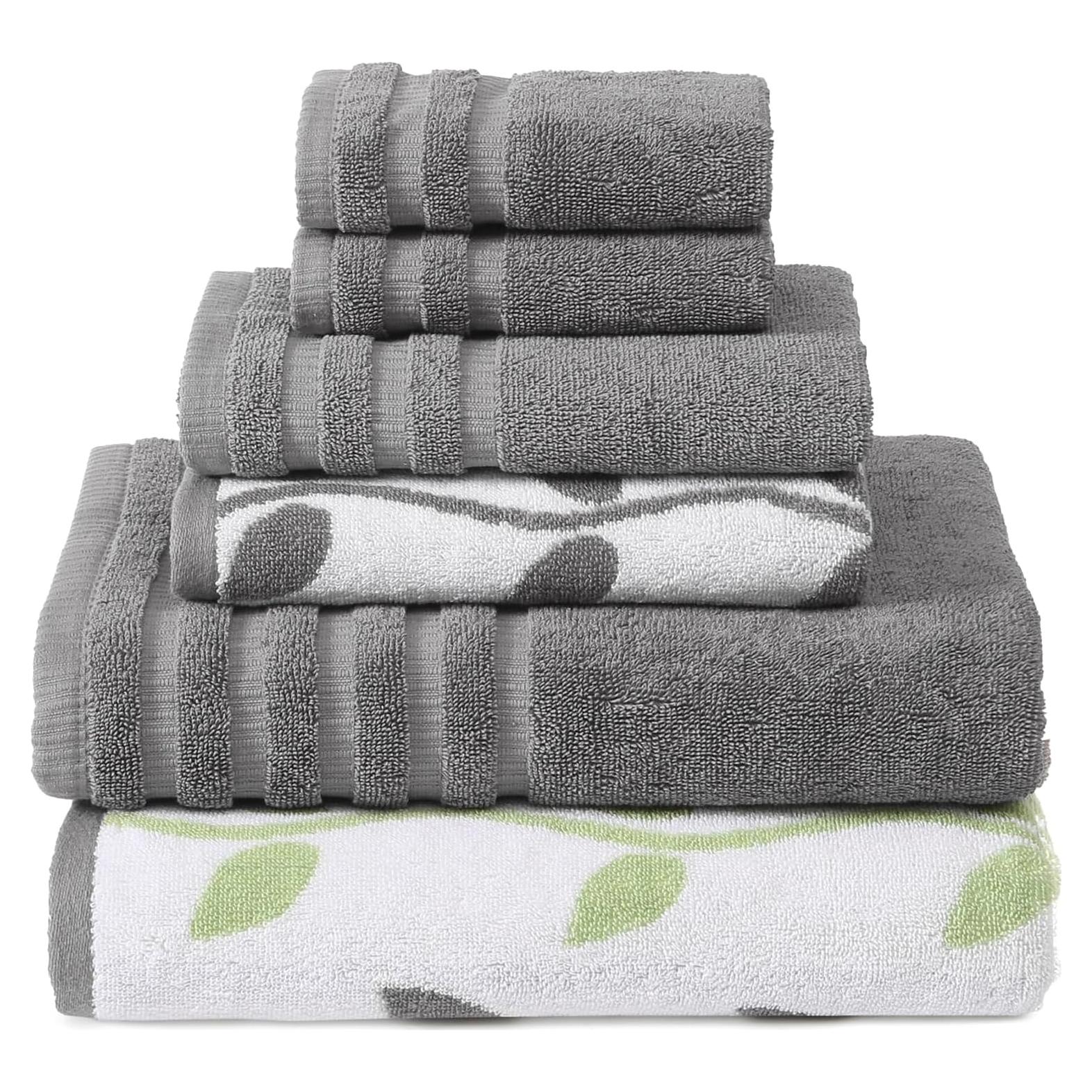 Juego de Toallas de Algodón 100% Modern Threads 6 Piezas Gris