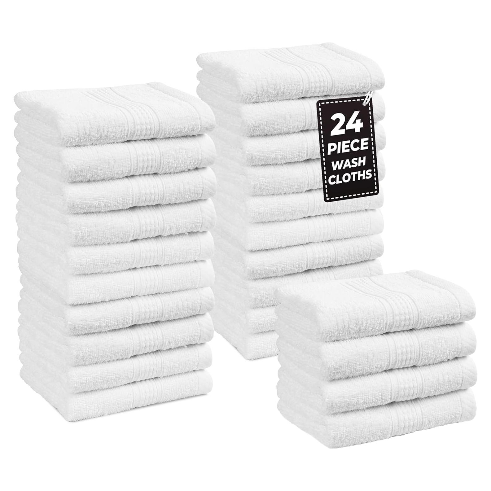 Juego de 24 Toallas de Algodón LANE LINEN 33x33cm Blancas