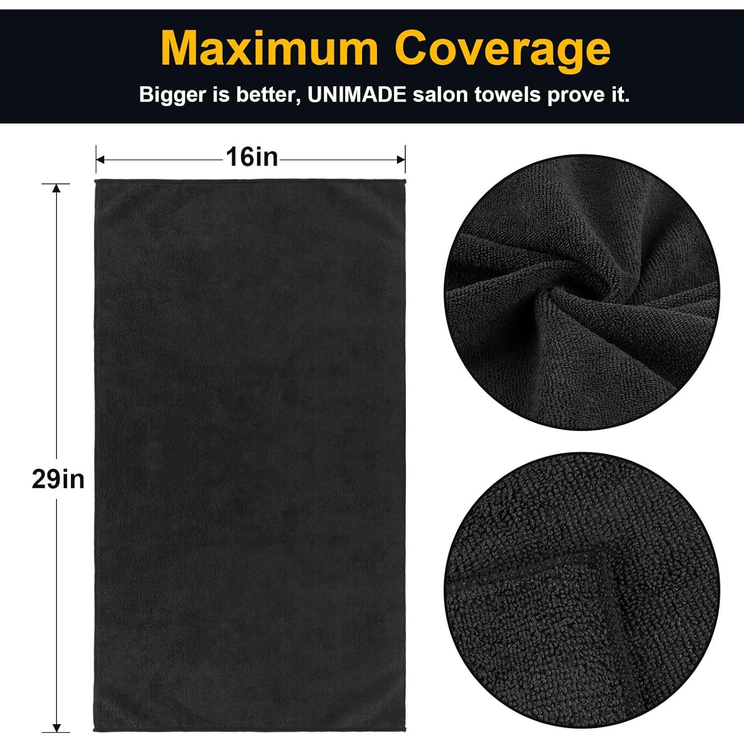 Paquete de 24 Toallas de Microfibra UNIMADE Negras 40x74 cm