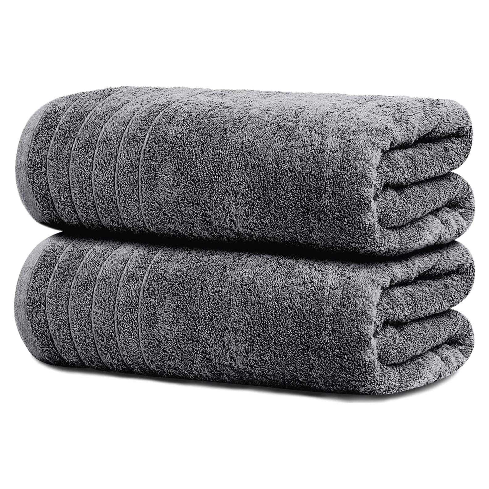 Paquete de 2 Toallas de Baño 89x178 cm Algodón Tens Towels Gris