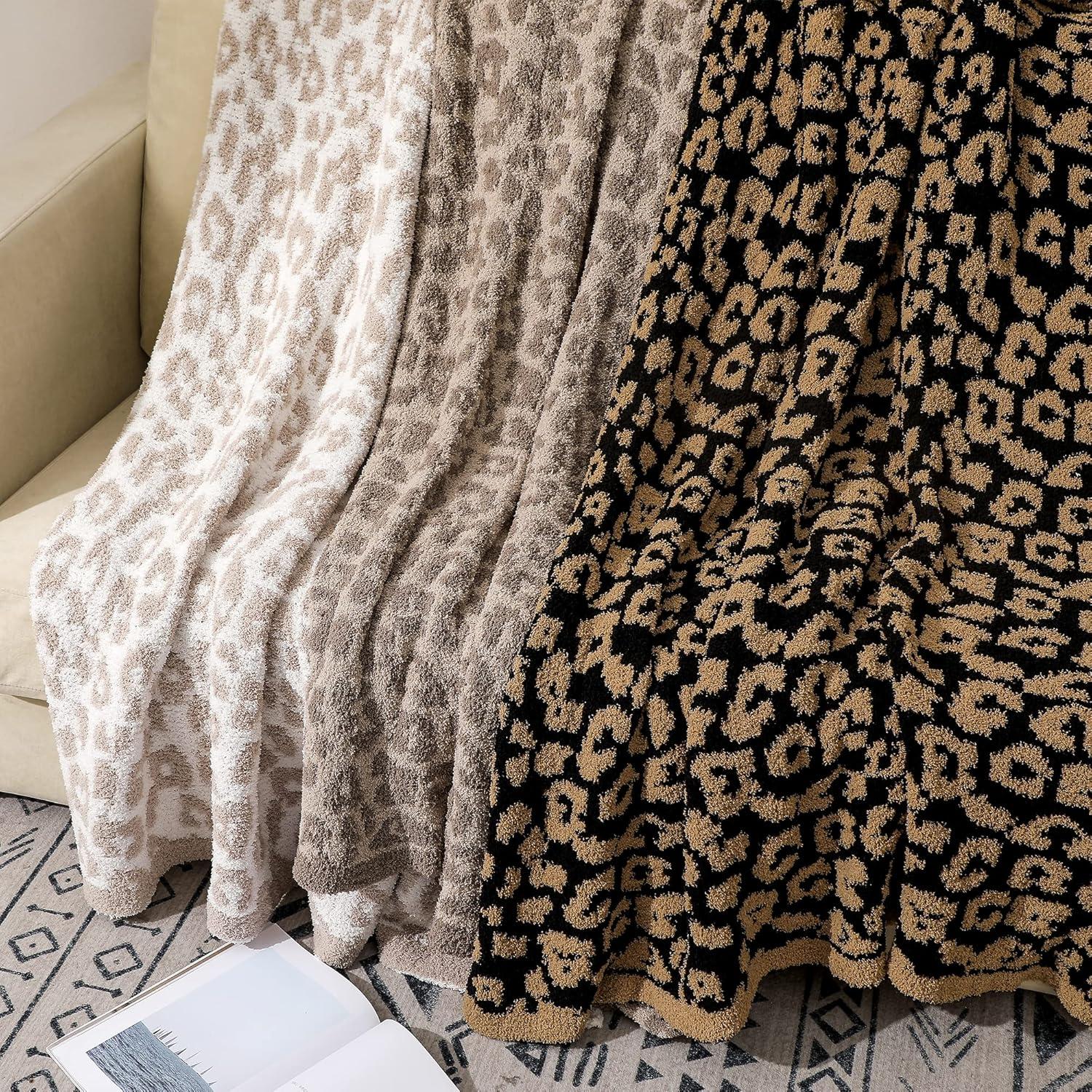 Manta XL Bearberry de Microfibra Leopardo Piedra/Cream 130x178 cm