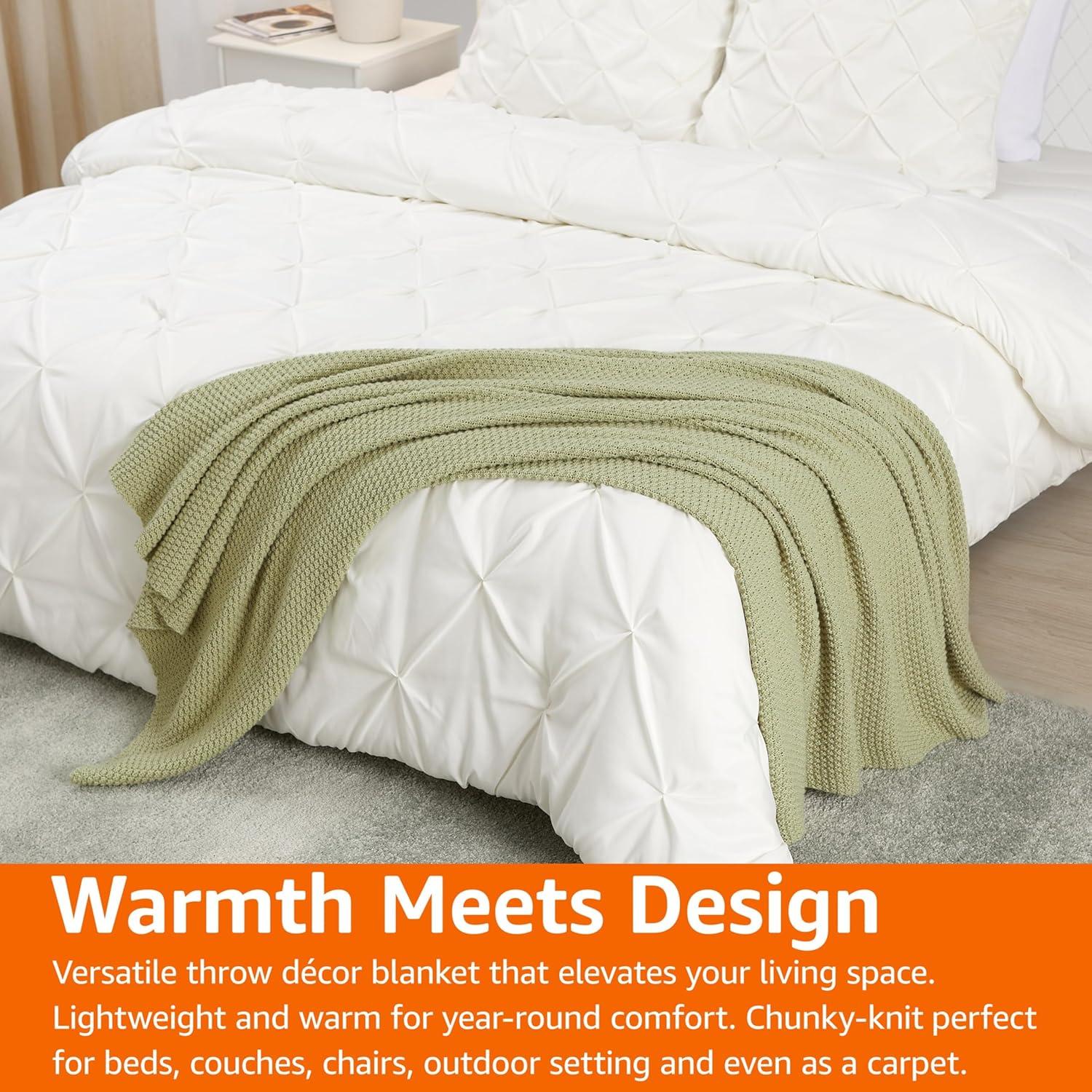 Manta de Punto Grueso Amazon Basics Verde Salvia 127x152cm