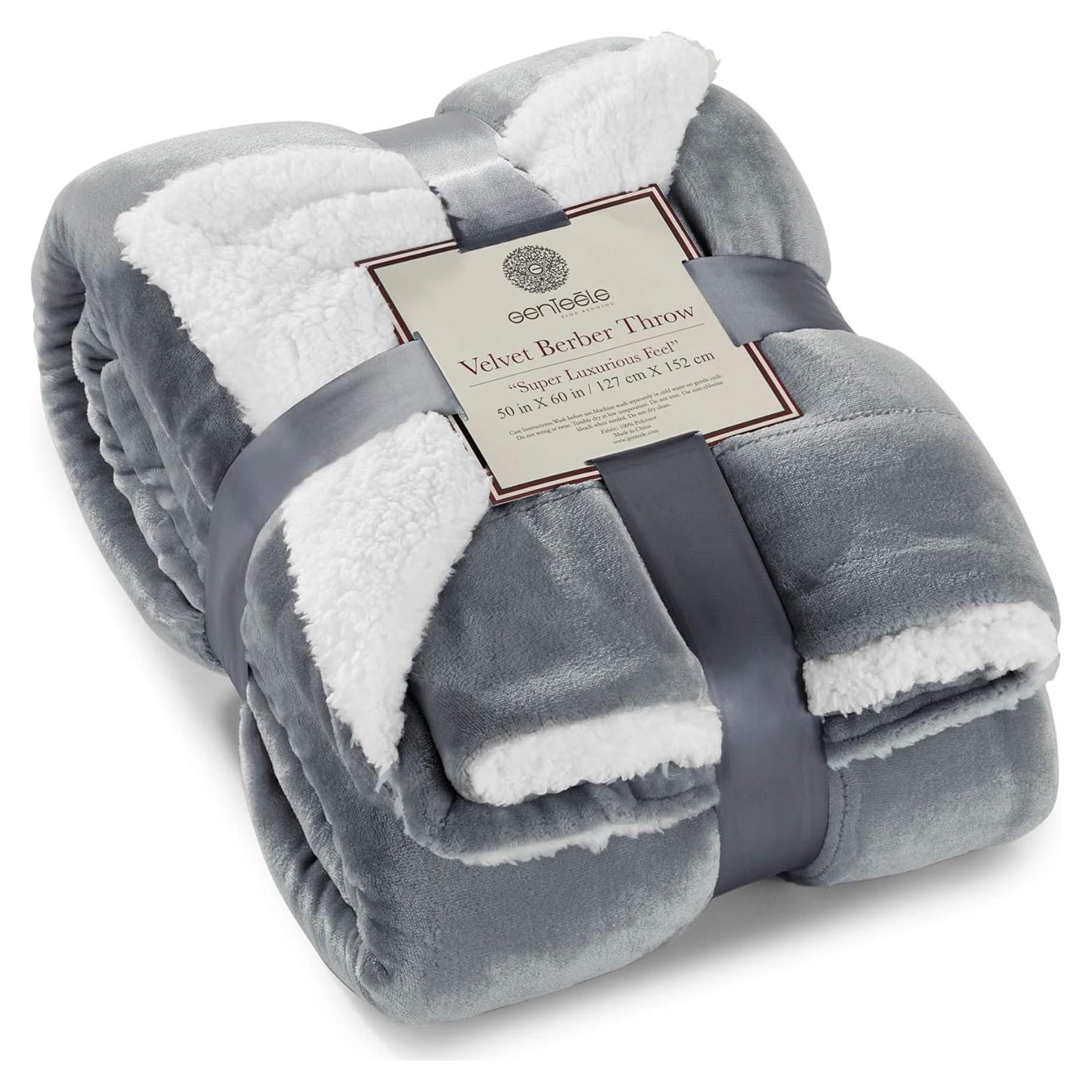 Manta Genteele Sherpa Reversible 127x152 cm Gris/Blanco