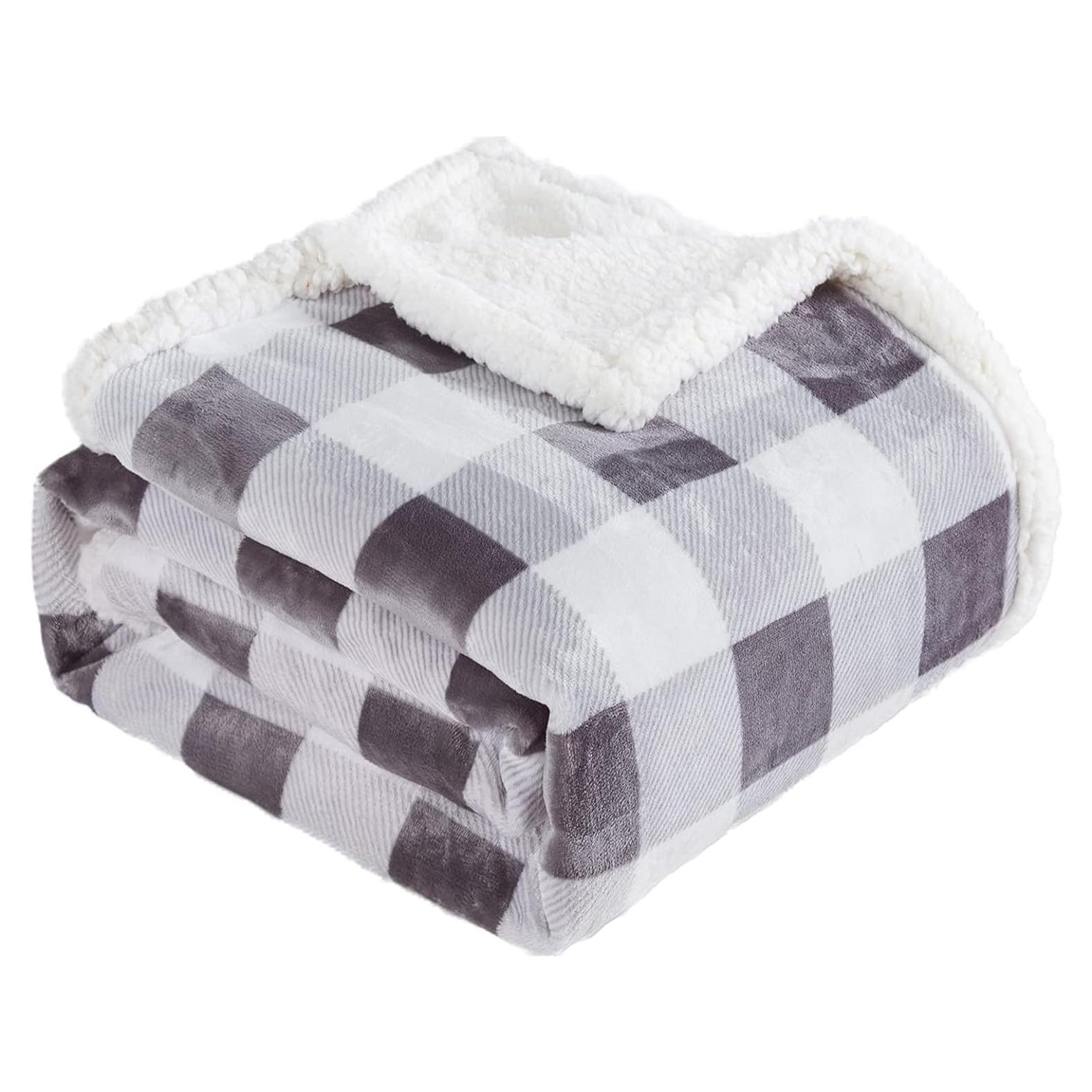 Manta de Felpa Sherpa Touchat Individual 152x178 cm Gris