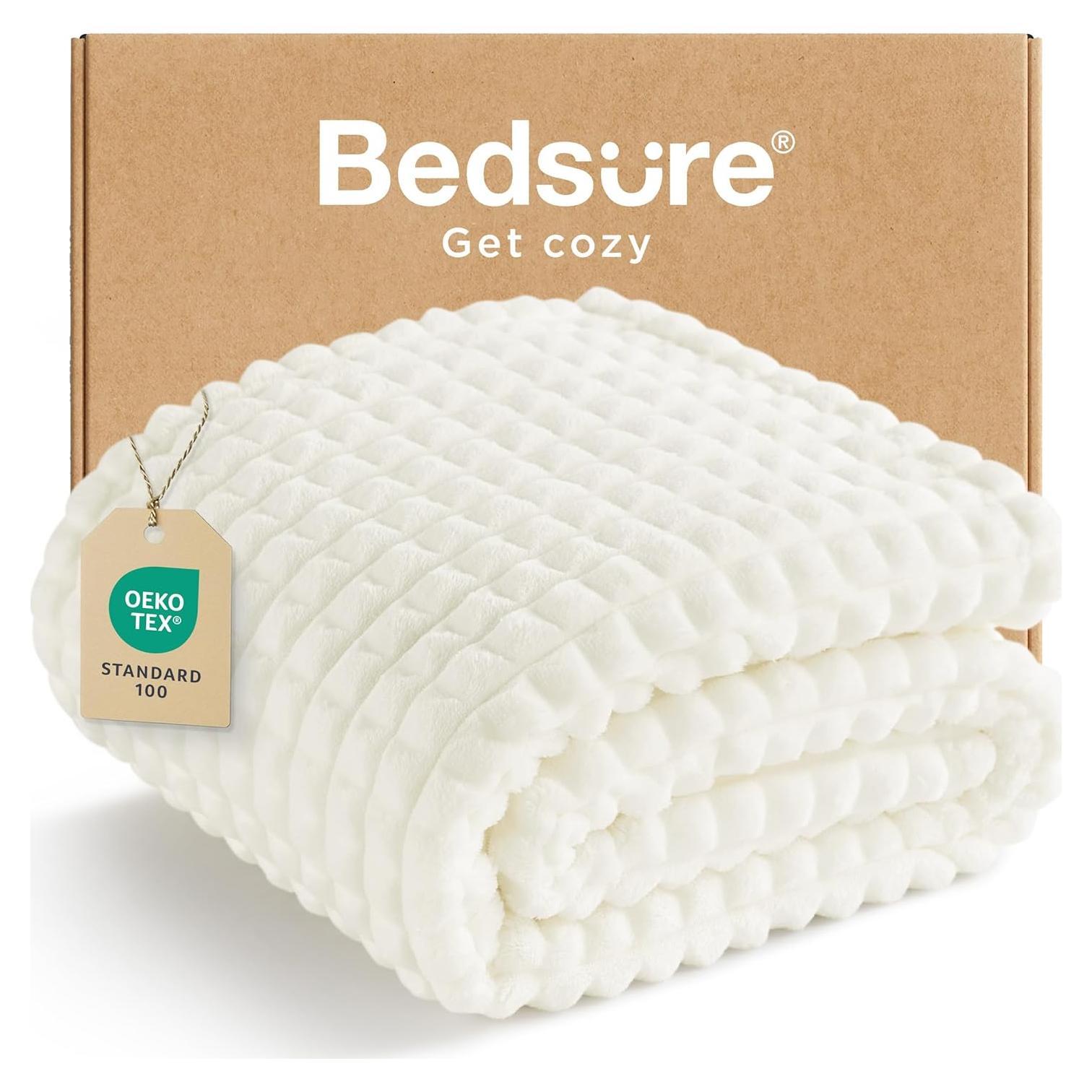 Manta de Lanzar Bedsure Blanca 127x152 cm Suave y Acogedora