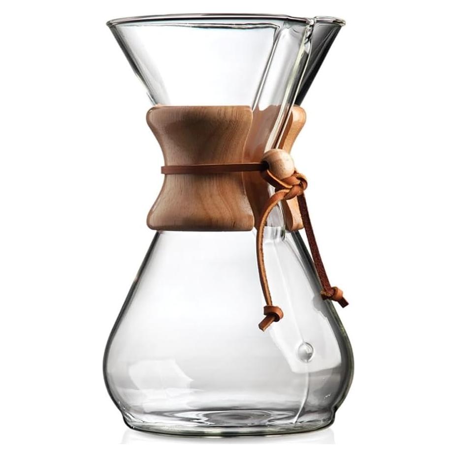 Cafetera Chemex Pour-Over Clásica 8 Tazas Vidrio Borosilicato