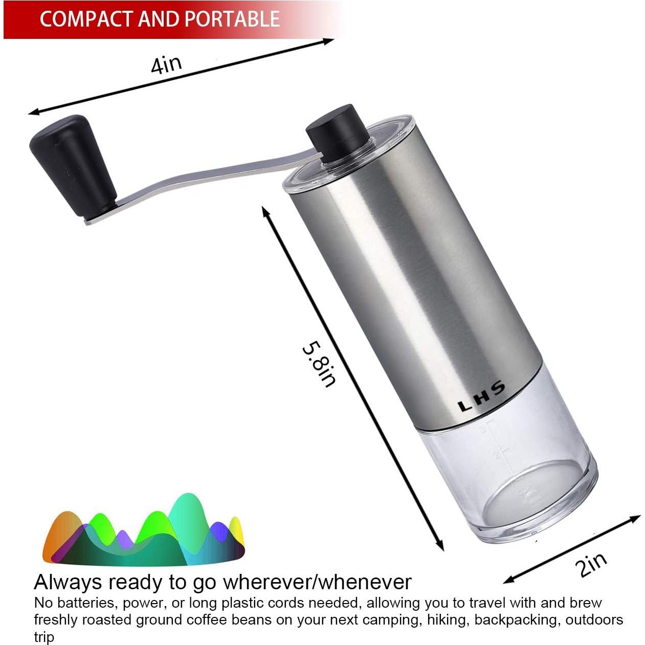 Molinillo de Café Manual LHS con Muela Cerámica Ajustable 280g