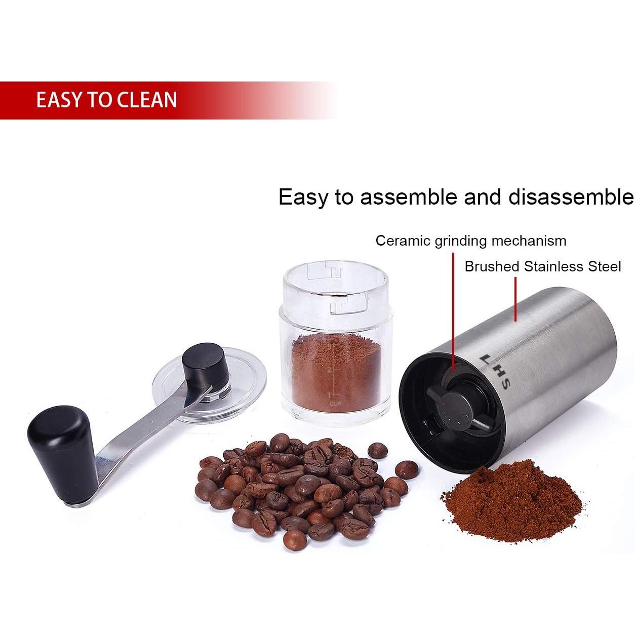 Molinillo de Café Manual LHS con Muela Cerámica Ajustable 280g