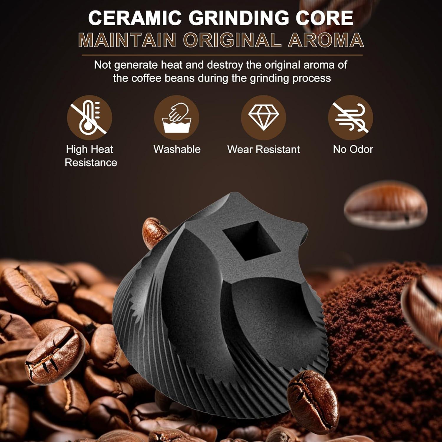 Molino de Café Manual Tengfy, Burr Cerámica Ajustable 30g