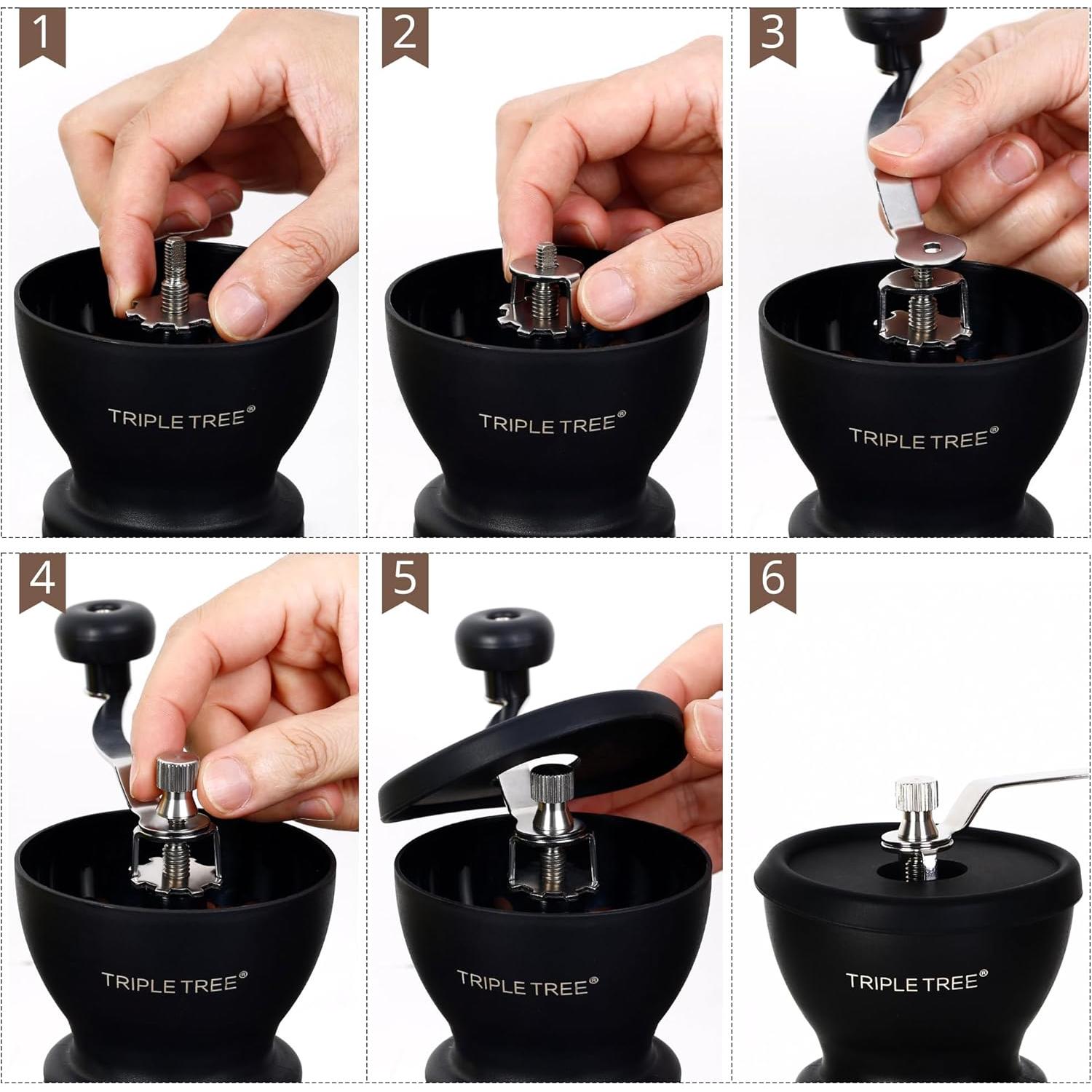 Molino de café manual Zaboro con muelas de cerámica y frascos