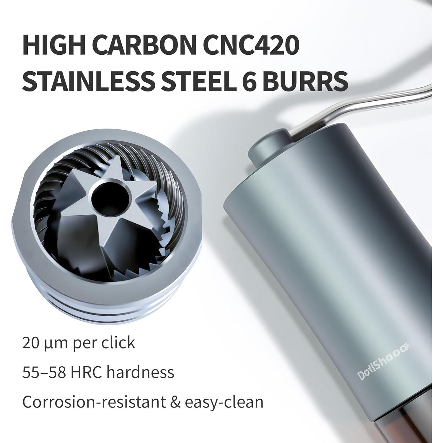 Molino de Café Manual Optistream SC6 - Acero y Aluminio 25g