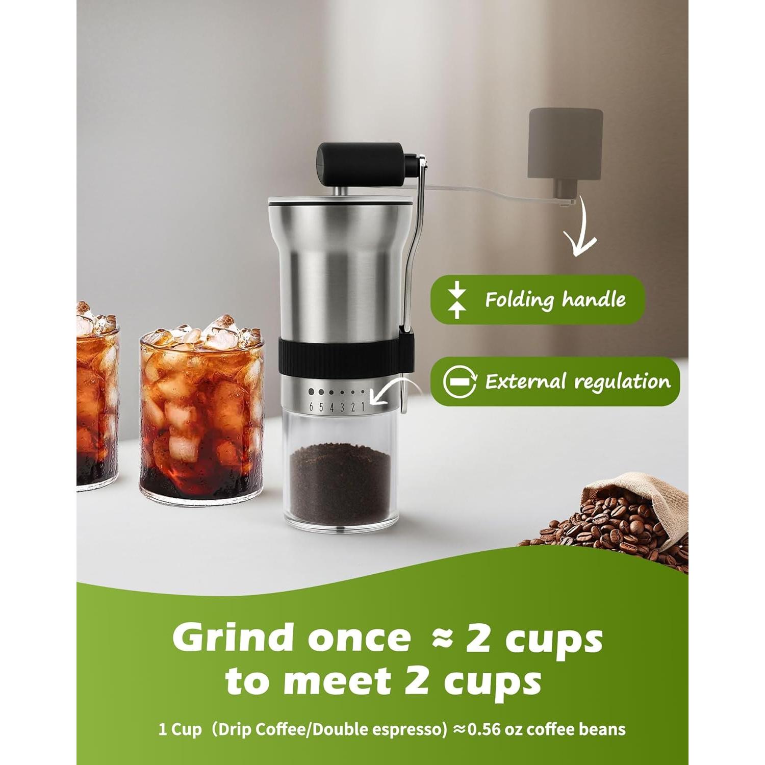 Molino de café manual Matrjestice con muela de acero inoxidable 31.7g