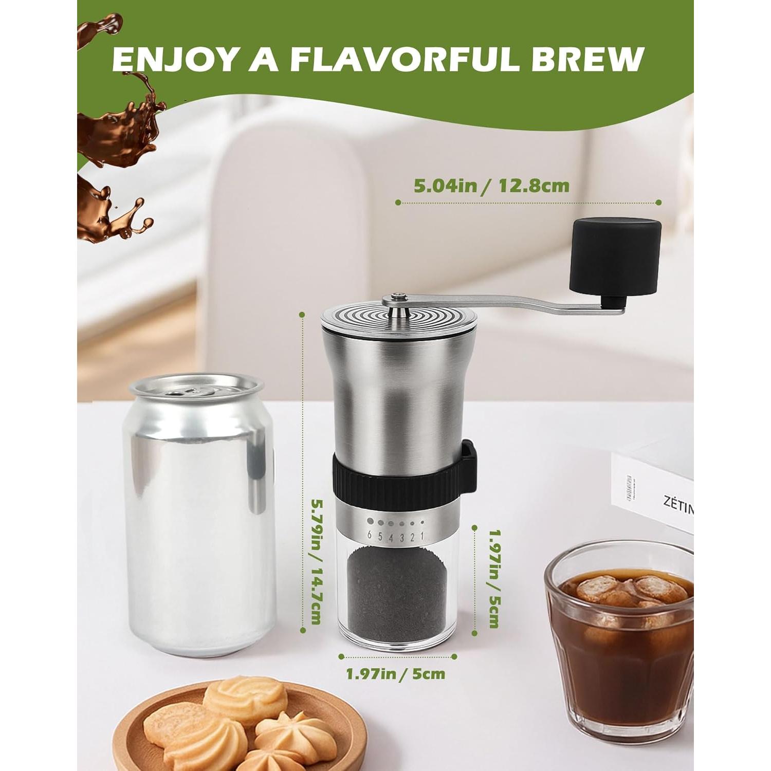 Molino de café manual Matrjestice con muela de acero inoxidable 31.7g