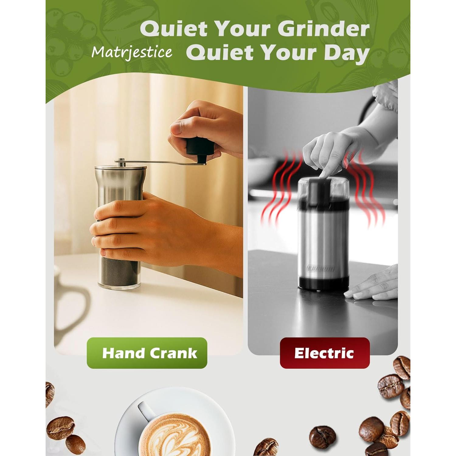 Molino de café manual Matrjestice con muela de acero inoxidable 31.7g