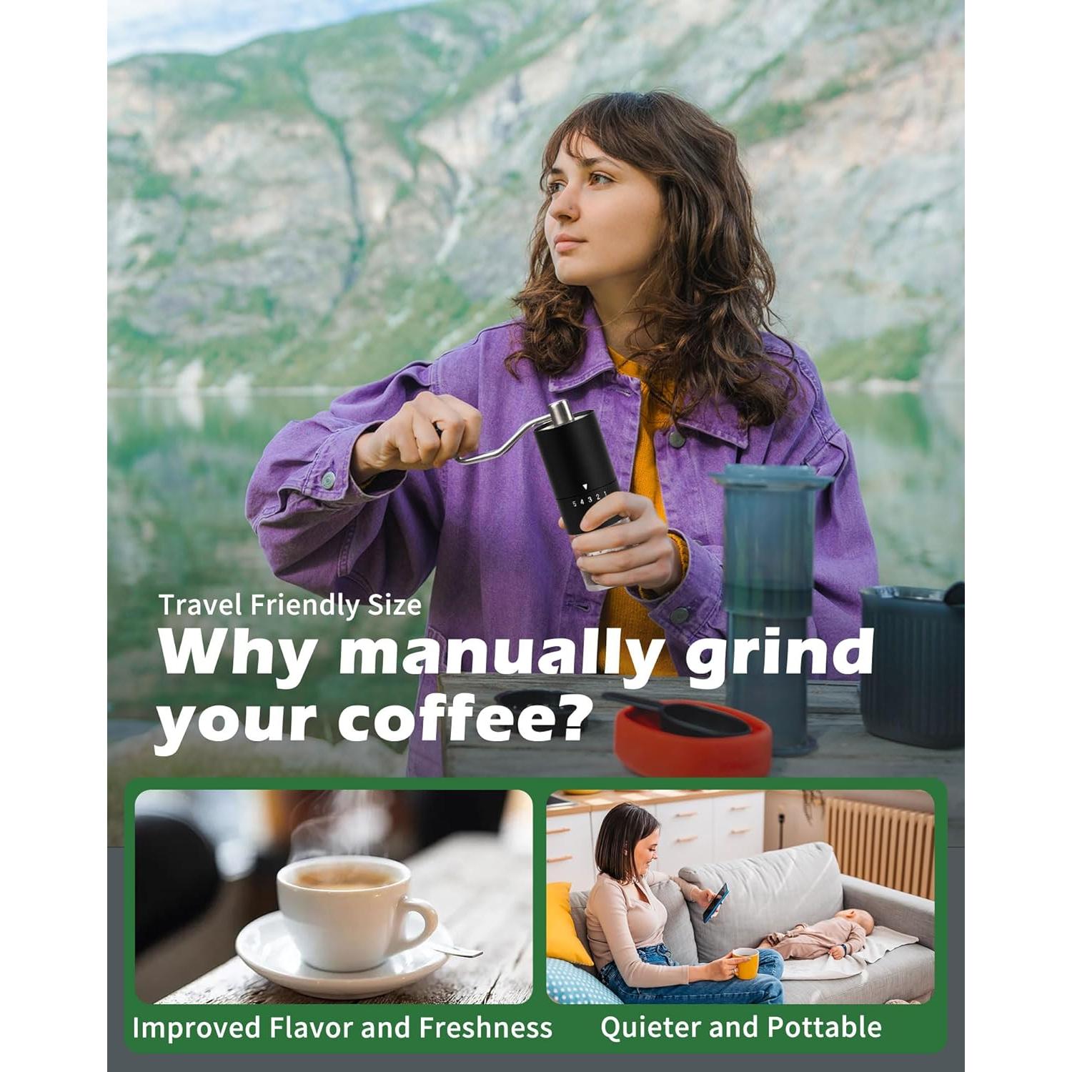 Molino de Café Manual Matrjestice con Muela de Cerámica 5 Niveles