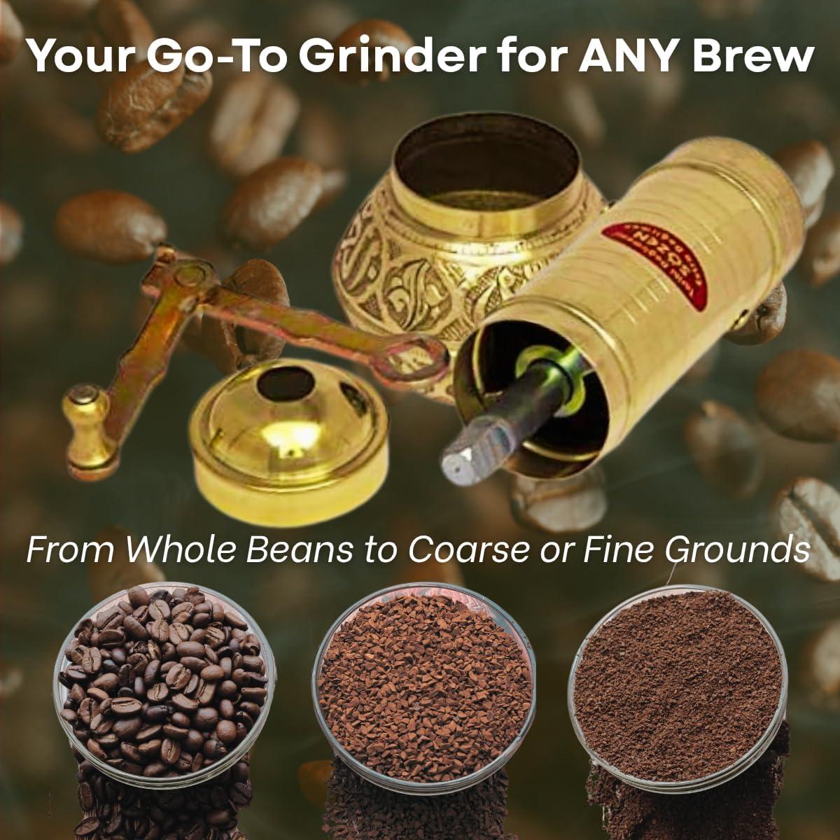 Molinillo de Café Manual Sozen de Latón 19.3 cm Ajustable