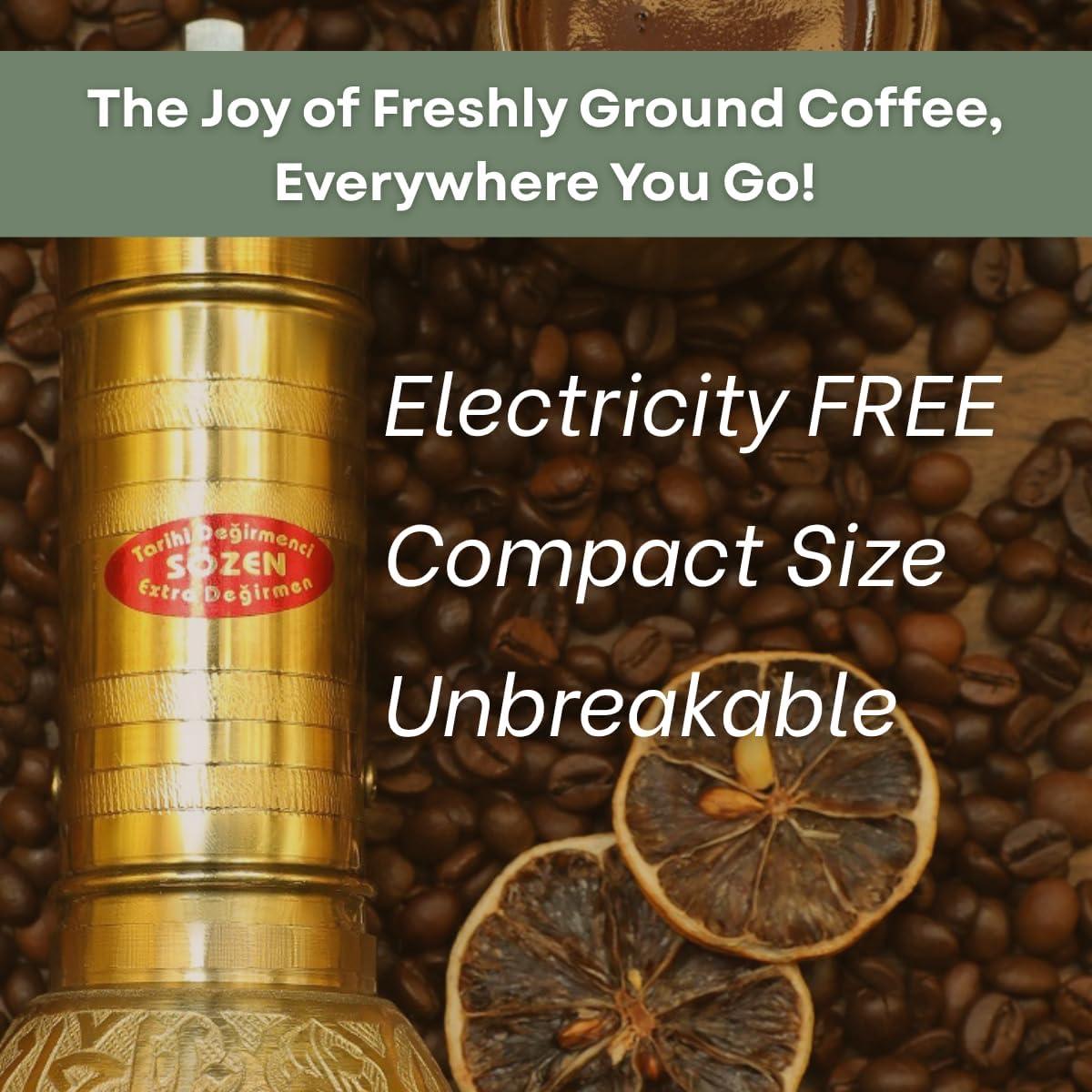 Molinillo de Café Manual Sozen de Latón 19.3 cm Ajustable