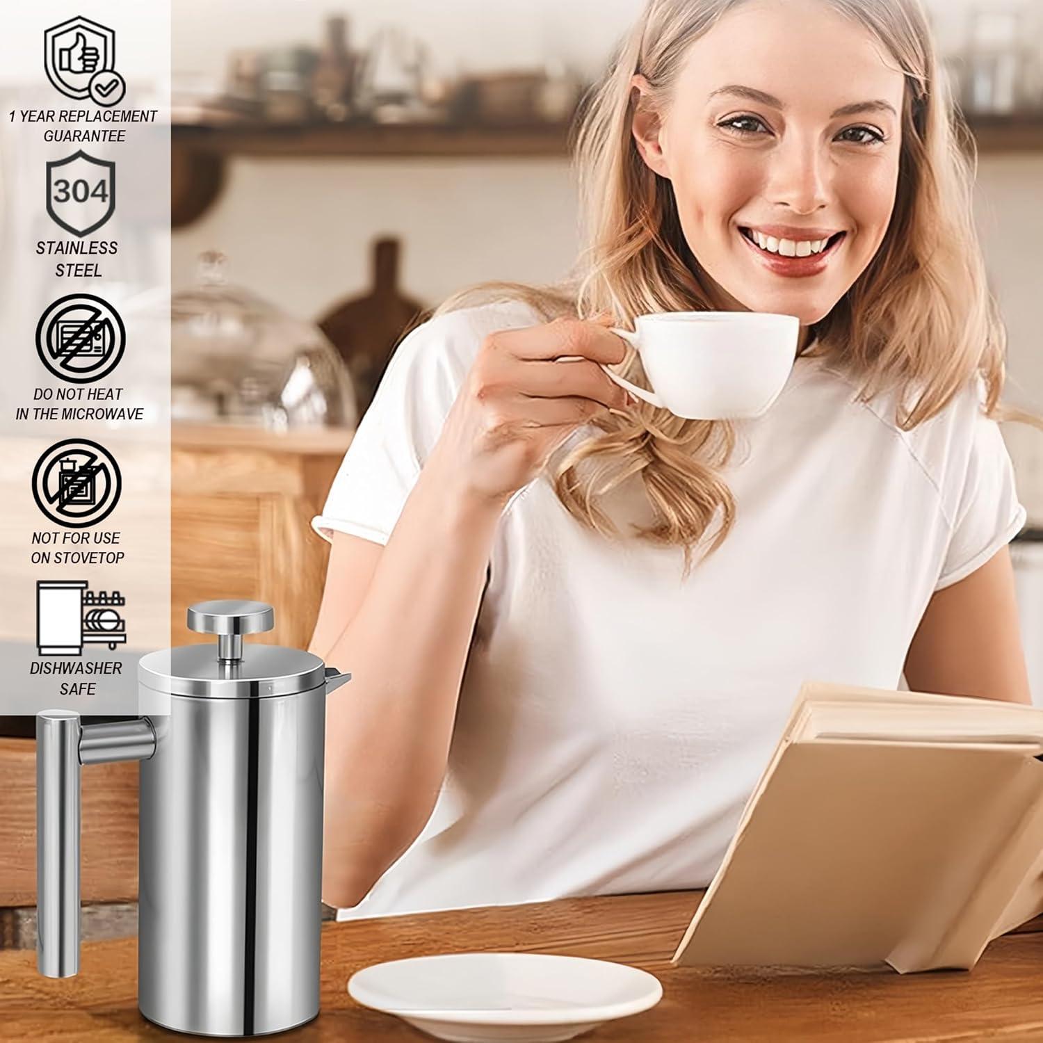 Cafetera Prensa Francesa WORBIC 12oz Acero Inoxidable Aislada