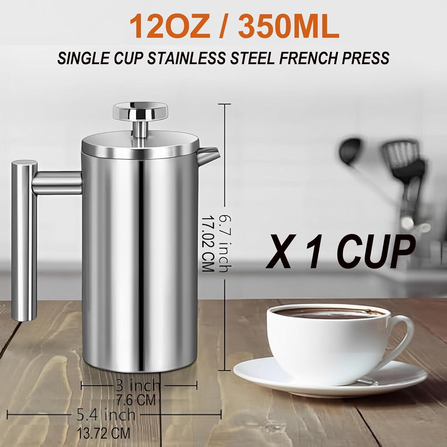 Cafetera Prensa Francesa WORBIC 12oz Acero Inoxidable Aislada