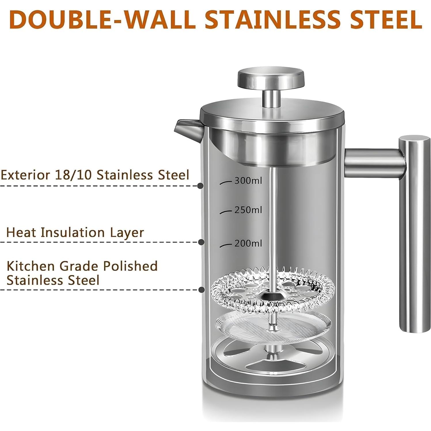 Cafetera Prensa Francesa WORBIC 12oz Acero Inoxidable Aislada