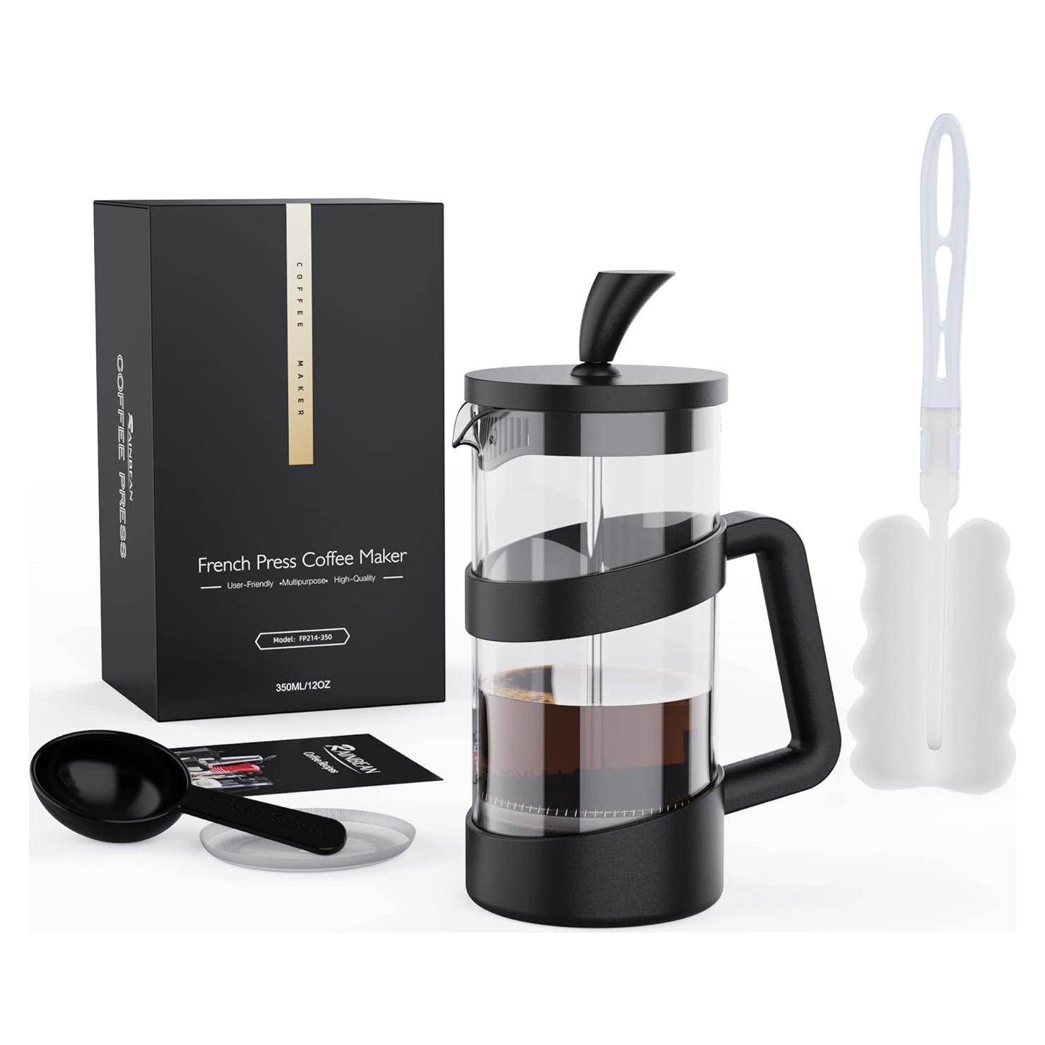 Cafetera de Émbolo RAINBEAN 350 ml Portátil Negra