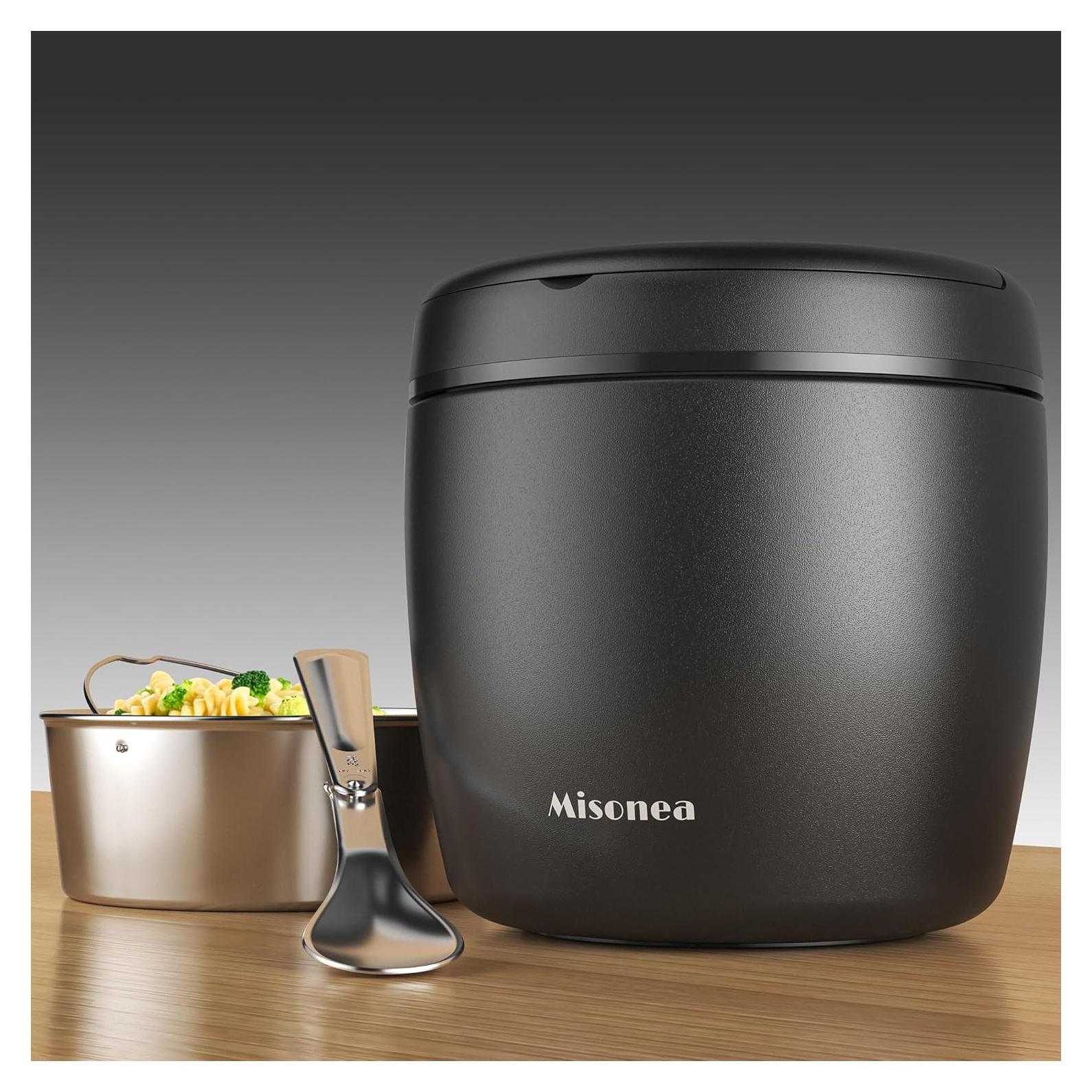 Termo de Comida Aislado Misonea 0.91L Negro con Cuchara
