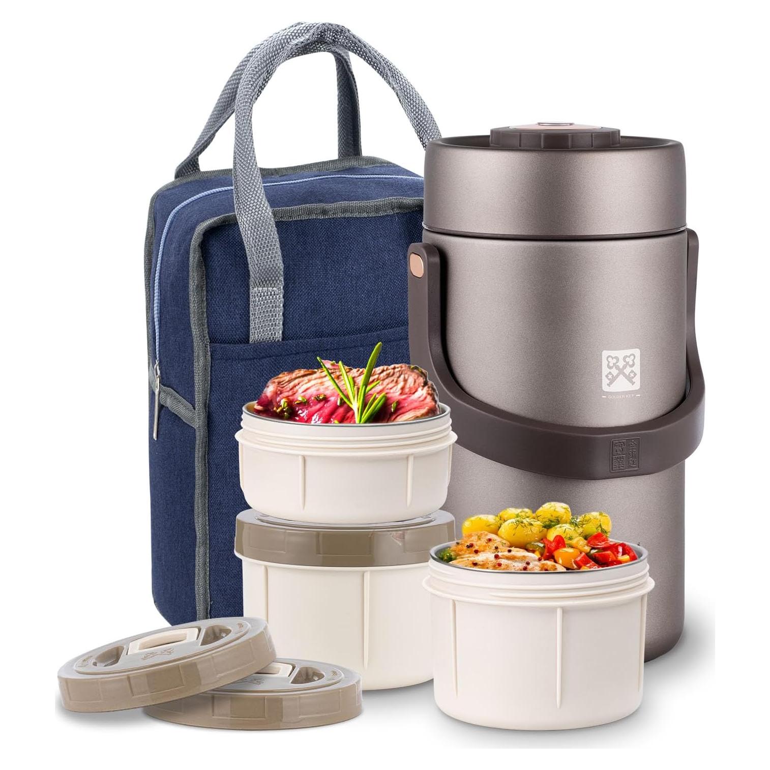 Termo Aislante LLAVE DORADA 2.4kg 87oz con 3 Contenedores