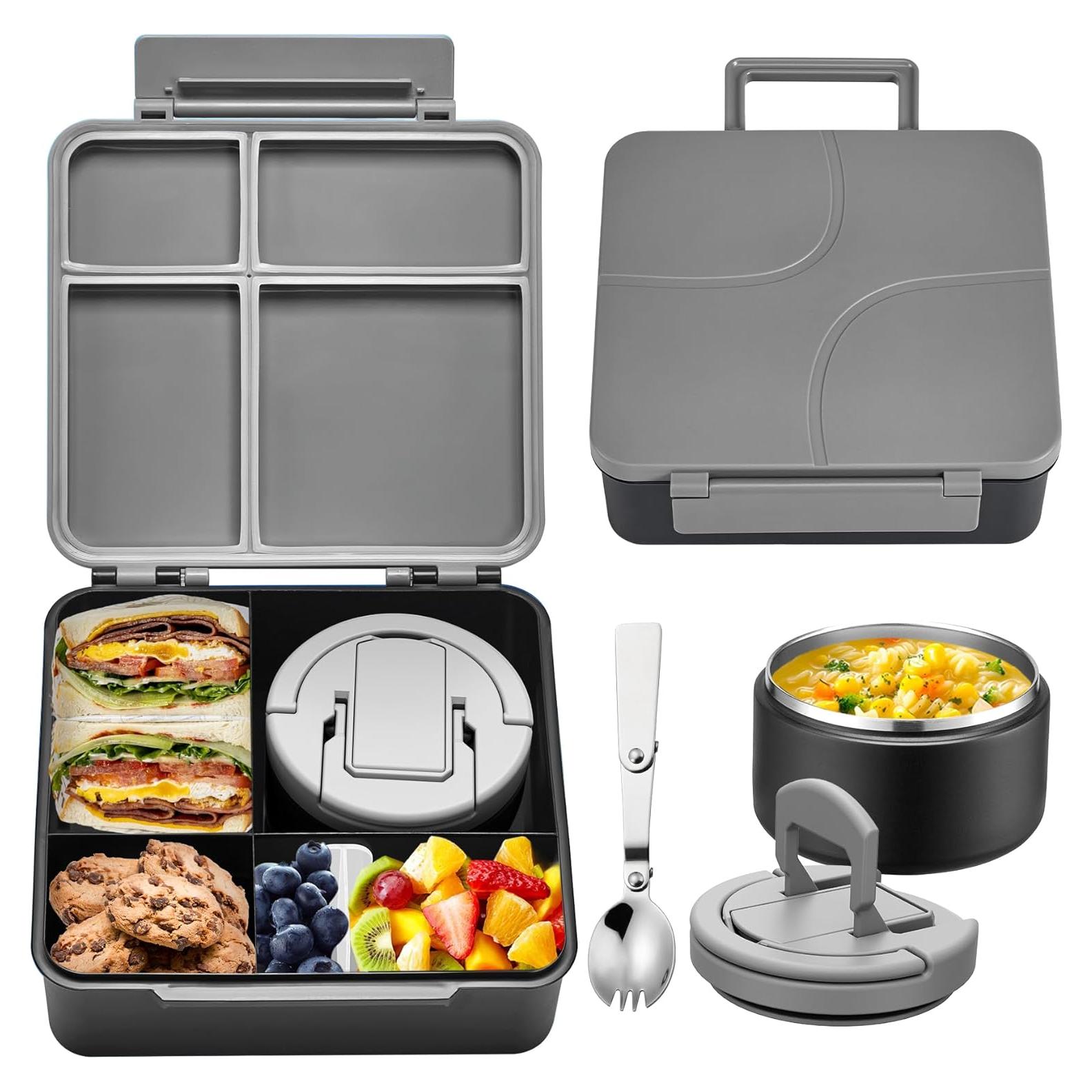 Caja de Almuerzo Bento MAXSO con Termo de Sopa 0.95L - Negro