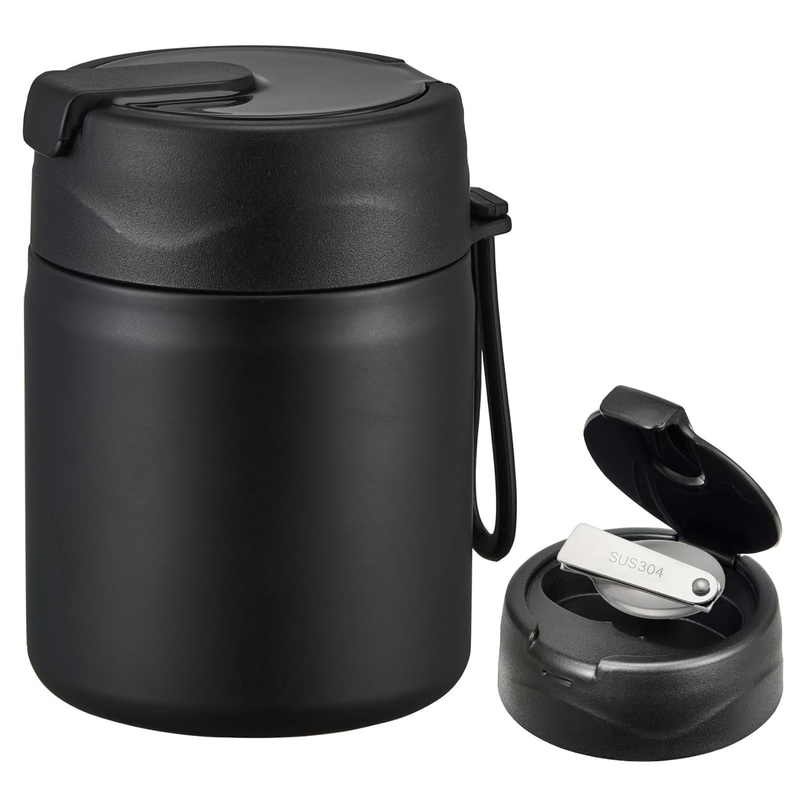 Termo de Sopa Howeemo 502 ml Acero Inoxidable Aislado Negro