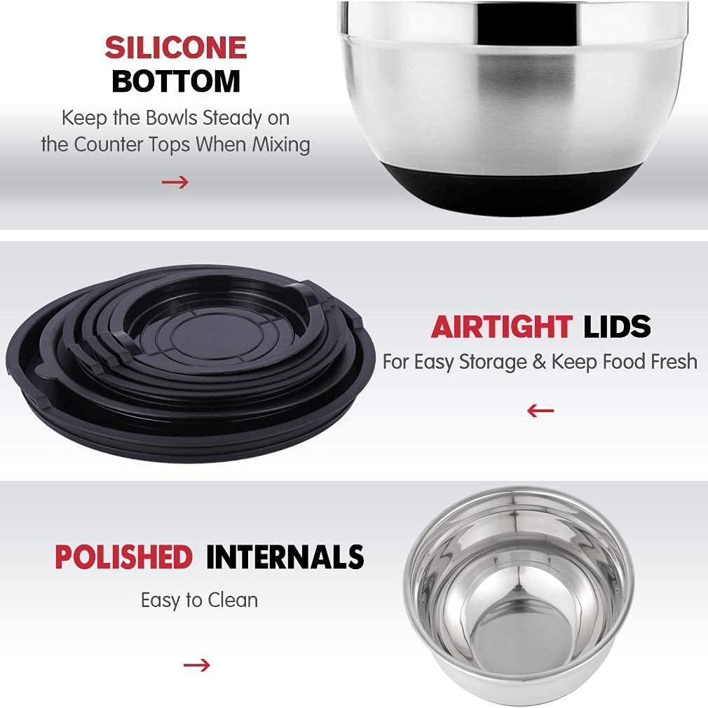 Juego de Cuencos para Mezclar Rottay 20PCS Acero Inoxidable