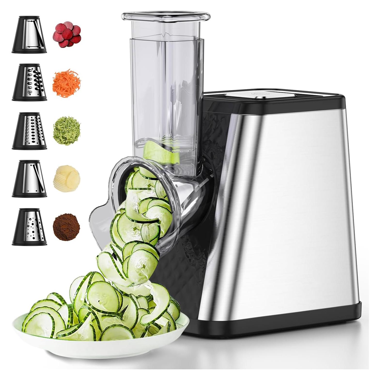 Rallador de Queso Eléctrico AERVOCE 5 en 1 con Contenedor