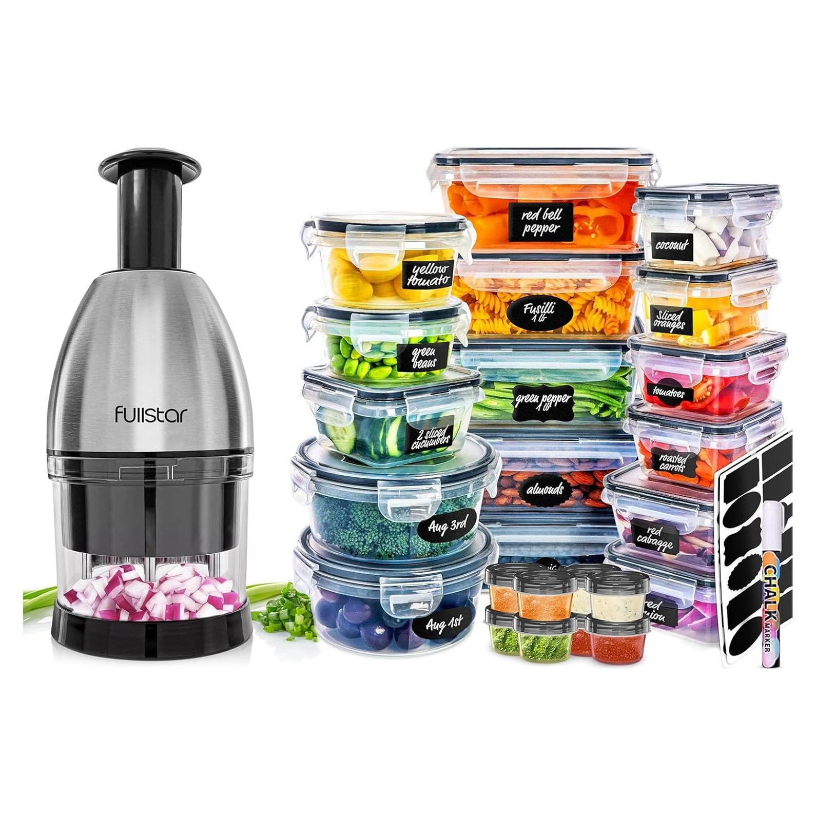 Picador Manual Fullstar Plata + 50 Contenedores Alimentos