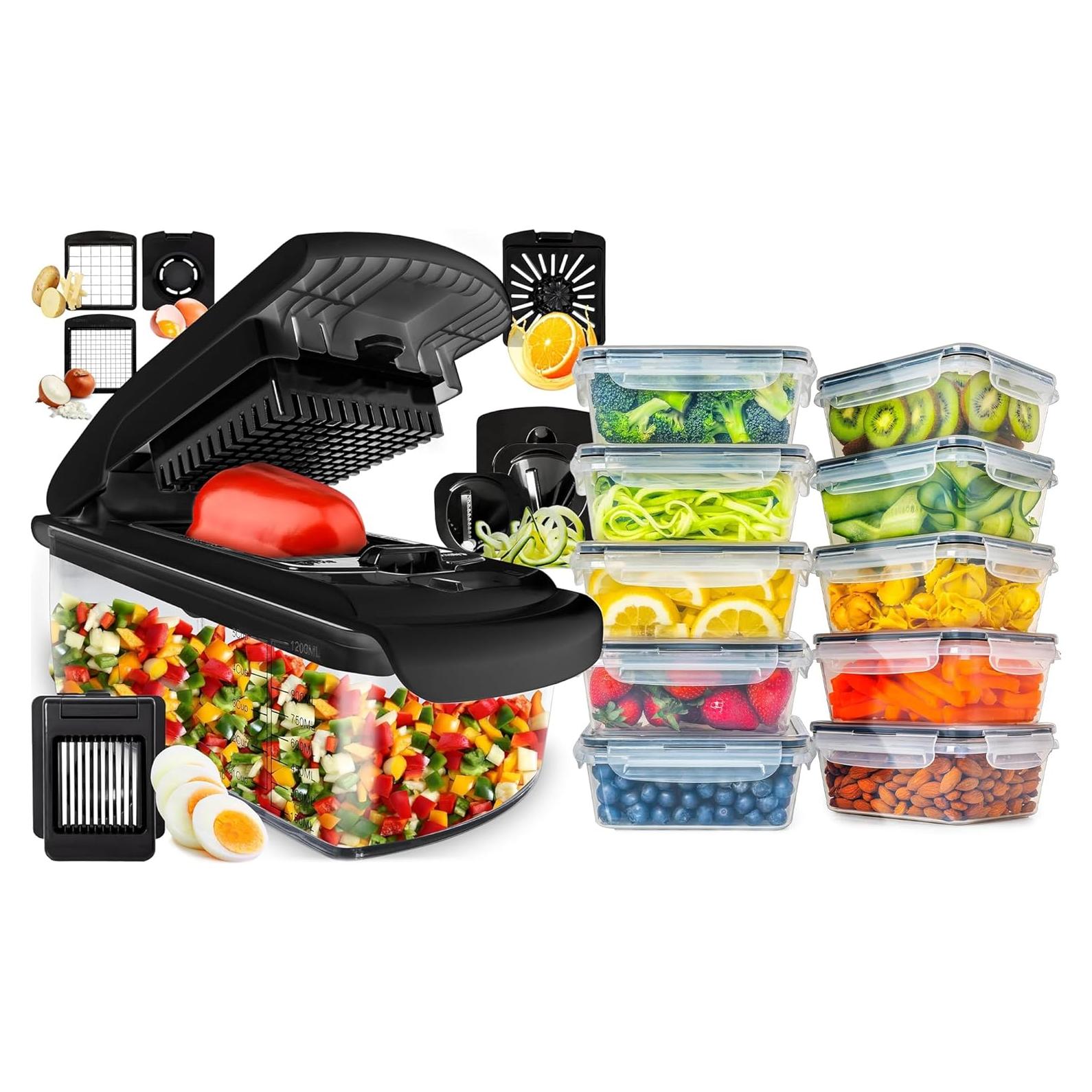 Picador 8 en 1 Fullstar + 20 Contenedores de Comida 887ml