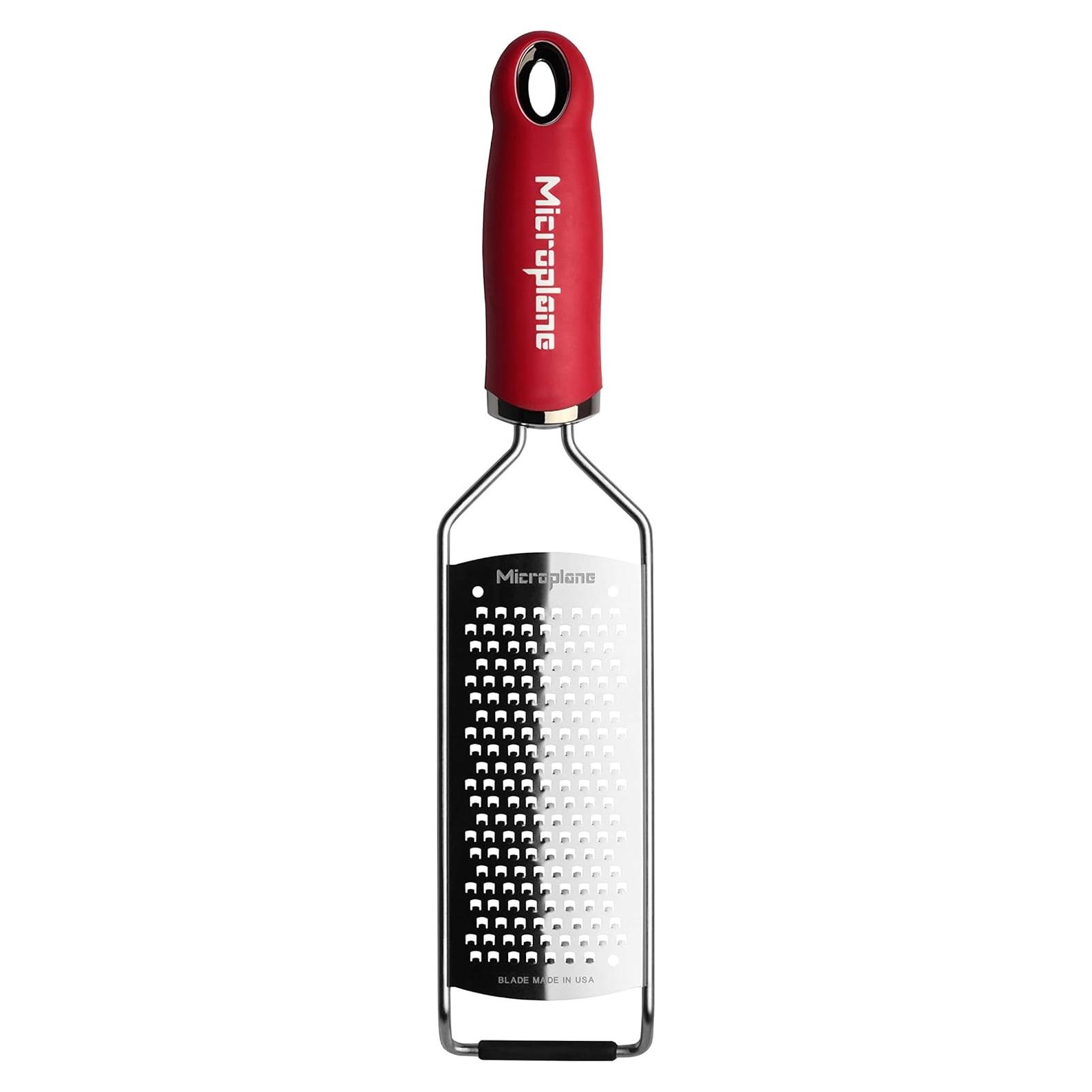 Rallador de Queso Microplane Gourmet Rojo Grueso Acero Inoxidable