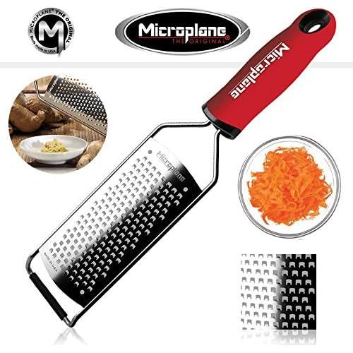 Rallador de Queso Microplane Gourmet Rojo Grueso Acero Inoxidable