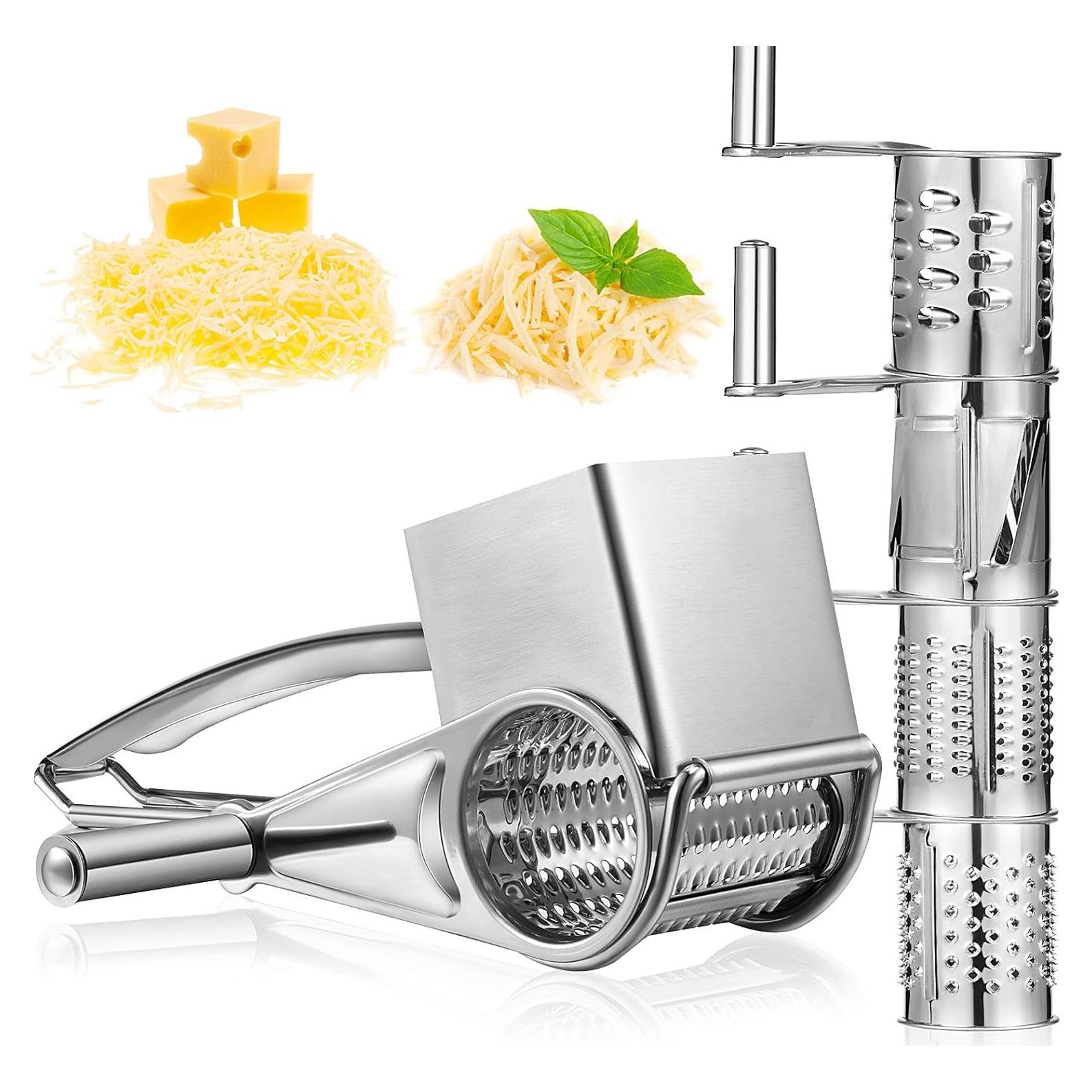 Rallador de Queso Rotatorio Honoson de Acero Inoxidable 4 Tambores
