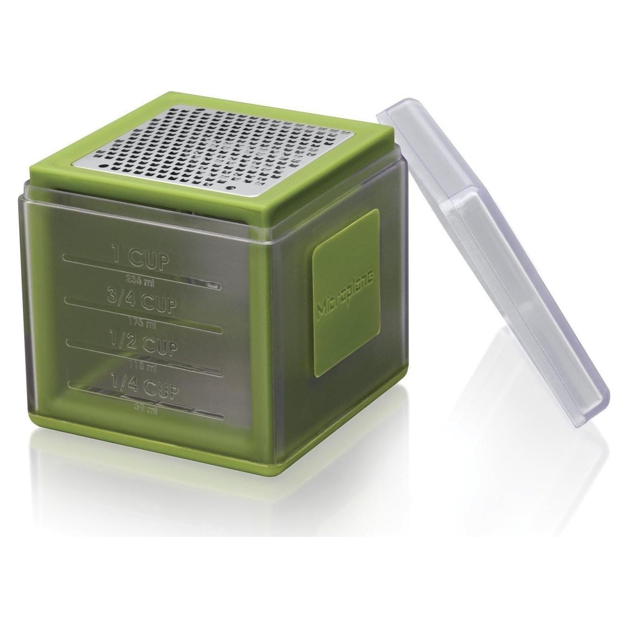 Rallador en Cubo Microplane Verde con 3 Cuchillas y Medidor